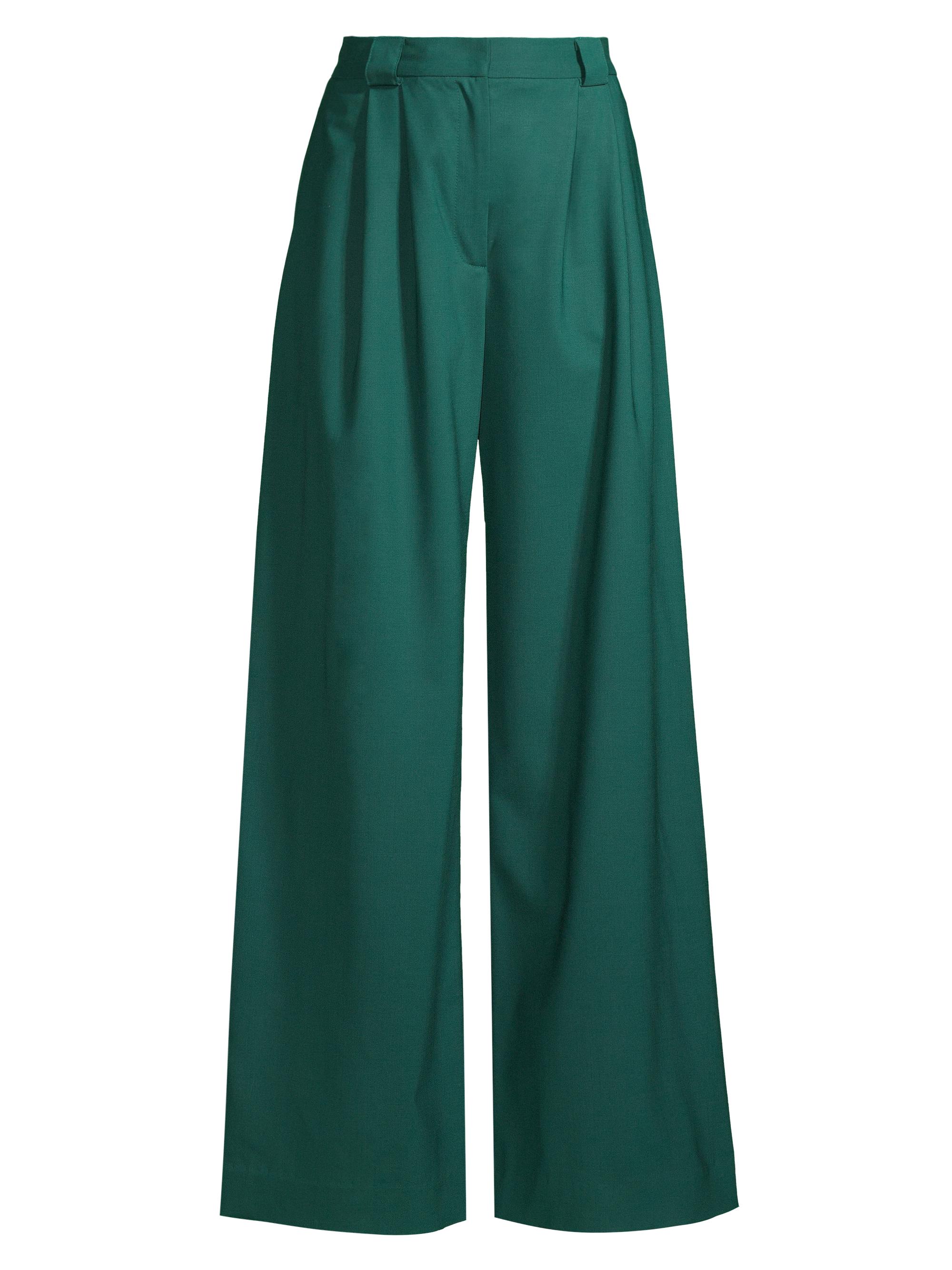 Ginger & Smart Women's Simpatico Wide-Leg Wool Pants - Emerald
