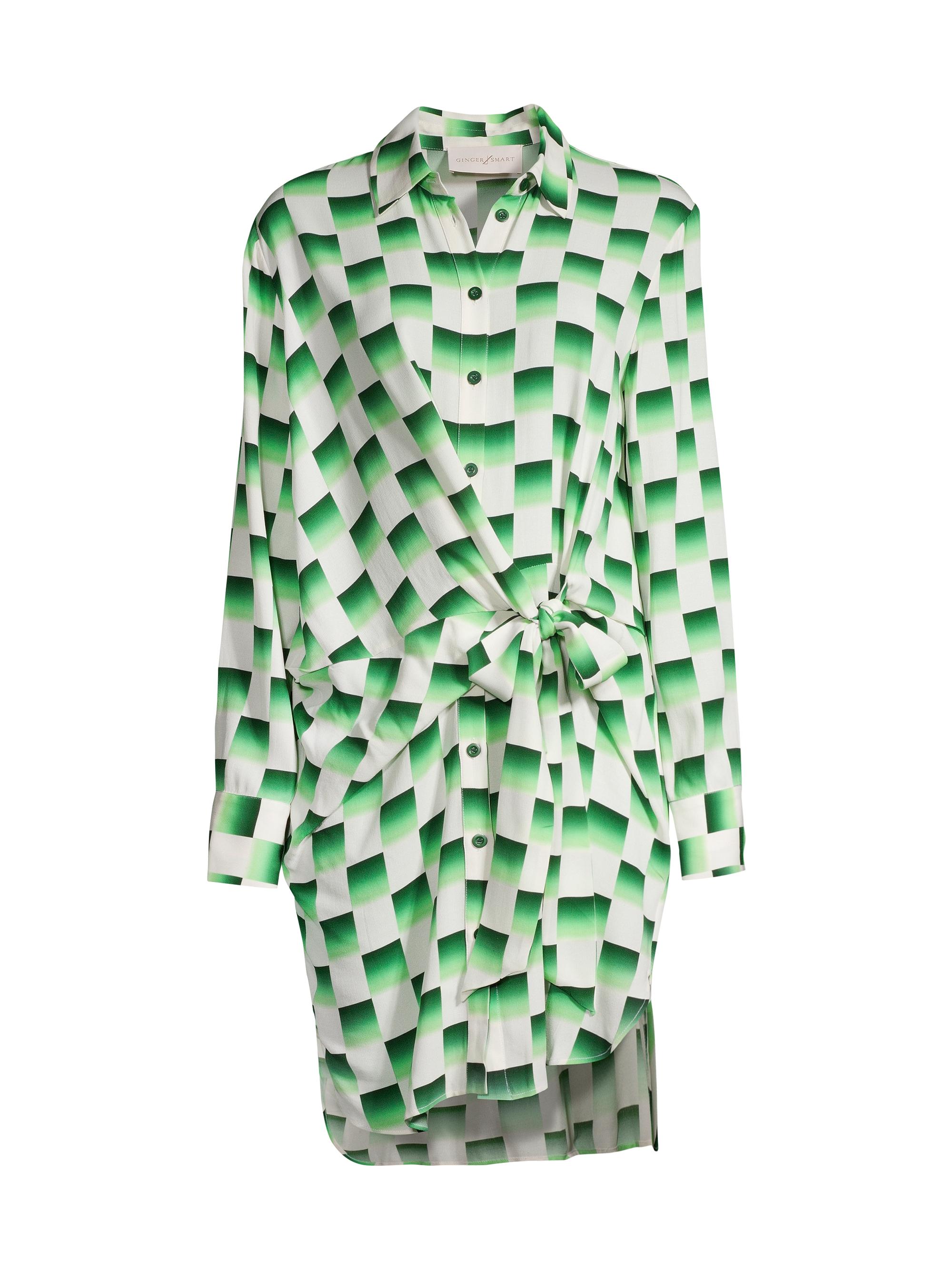 Ginger & Smart Women's Odyssey Checkered Silk Knee-Length Dress