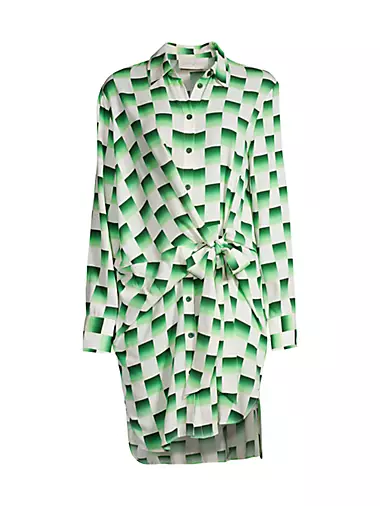 Odyssey Checkered Silk Knee-Length Dress