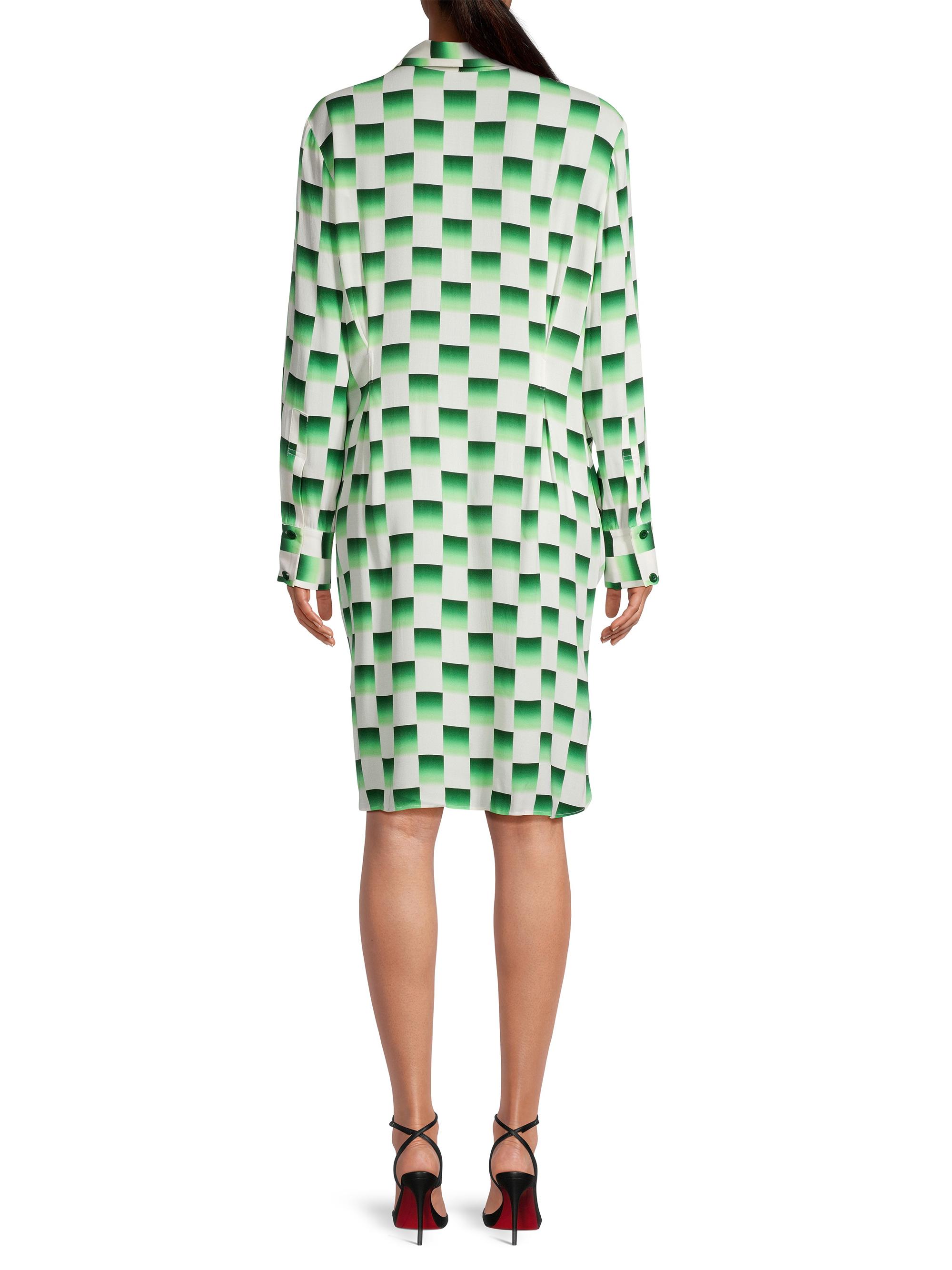 Odyssey Checkered Silk Knee-Length Dress