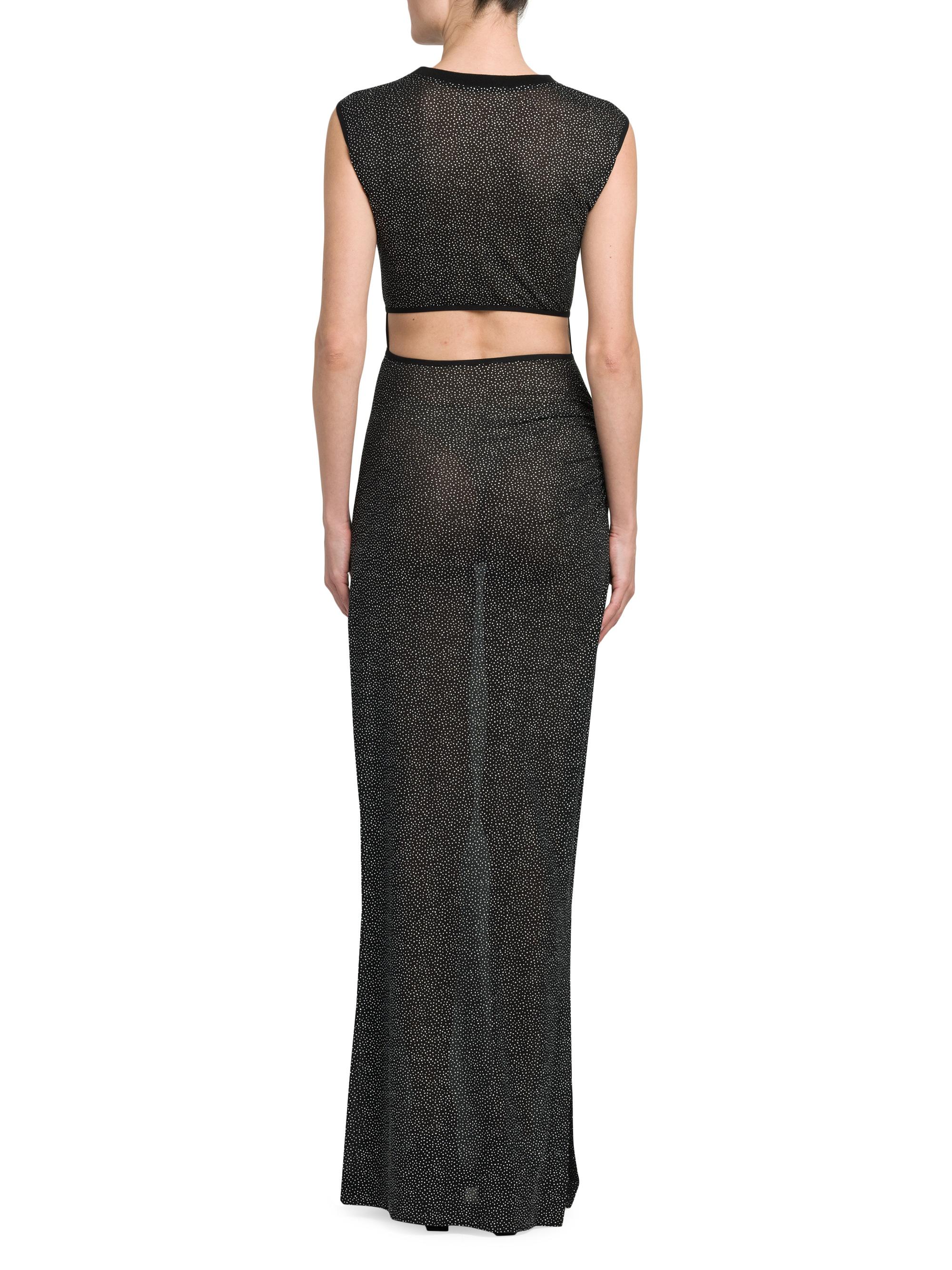 slim fit dress slacks Edikted Women's Shiny Mesh Maxi Slit Dress - Black main image 0