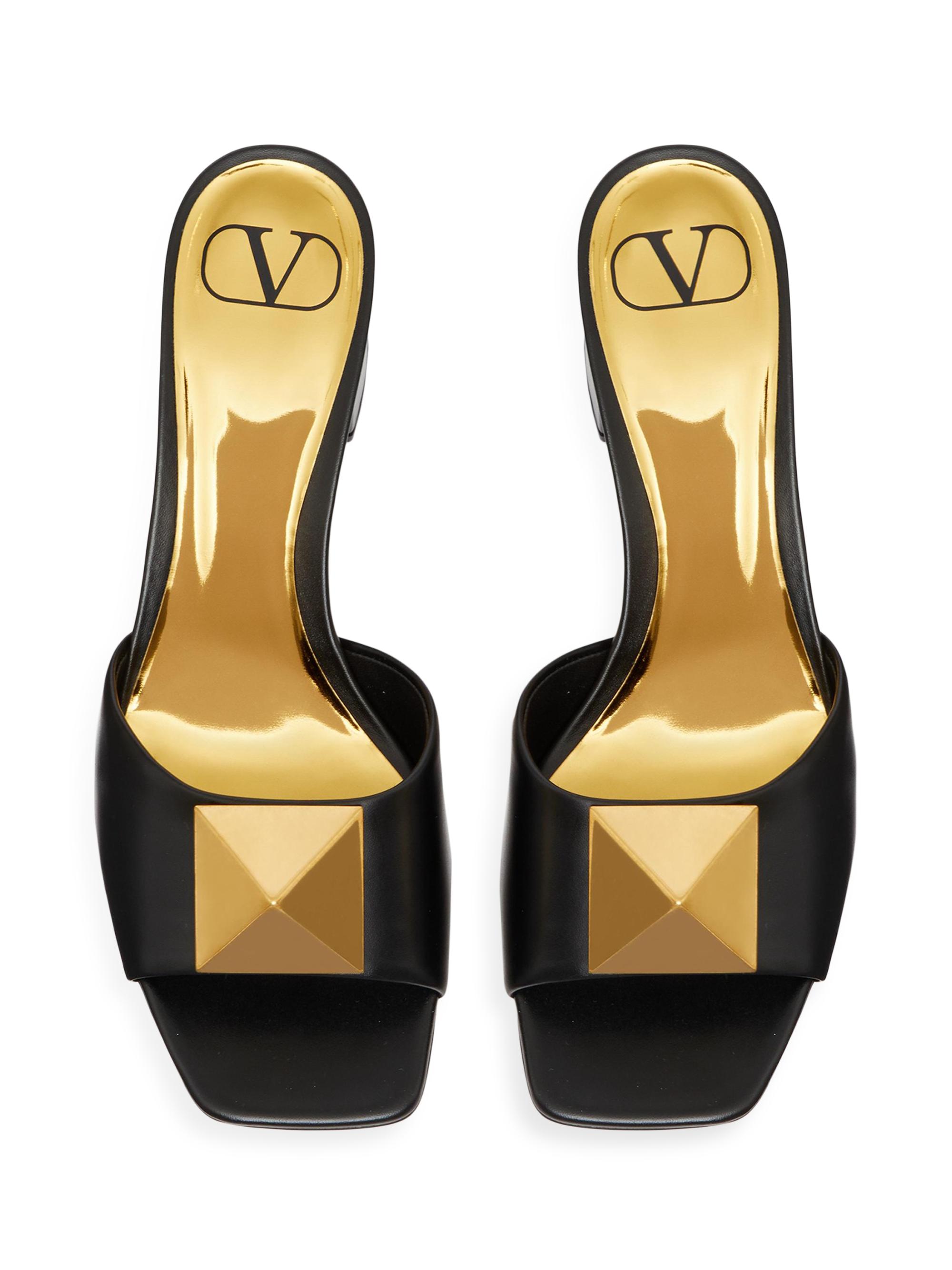 Valentino Garavani One Stud Calfskin Slide Sandal 60MM