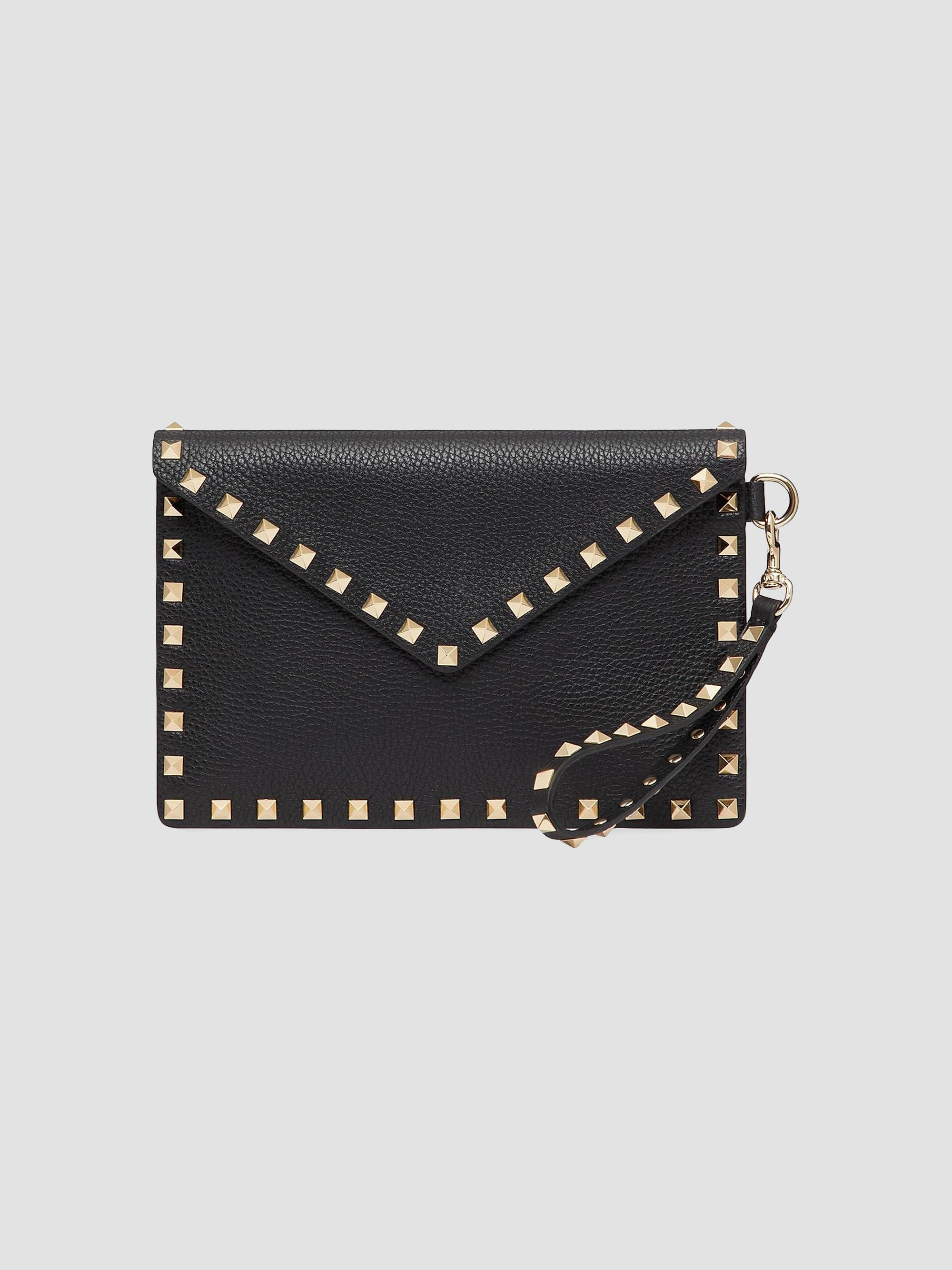 Valentino Garavani Women's Rockstud Grainy Calfskin Pouch - Black | Thumbnail 15