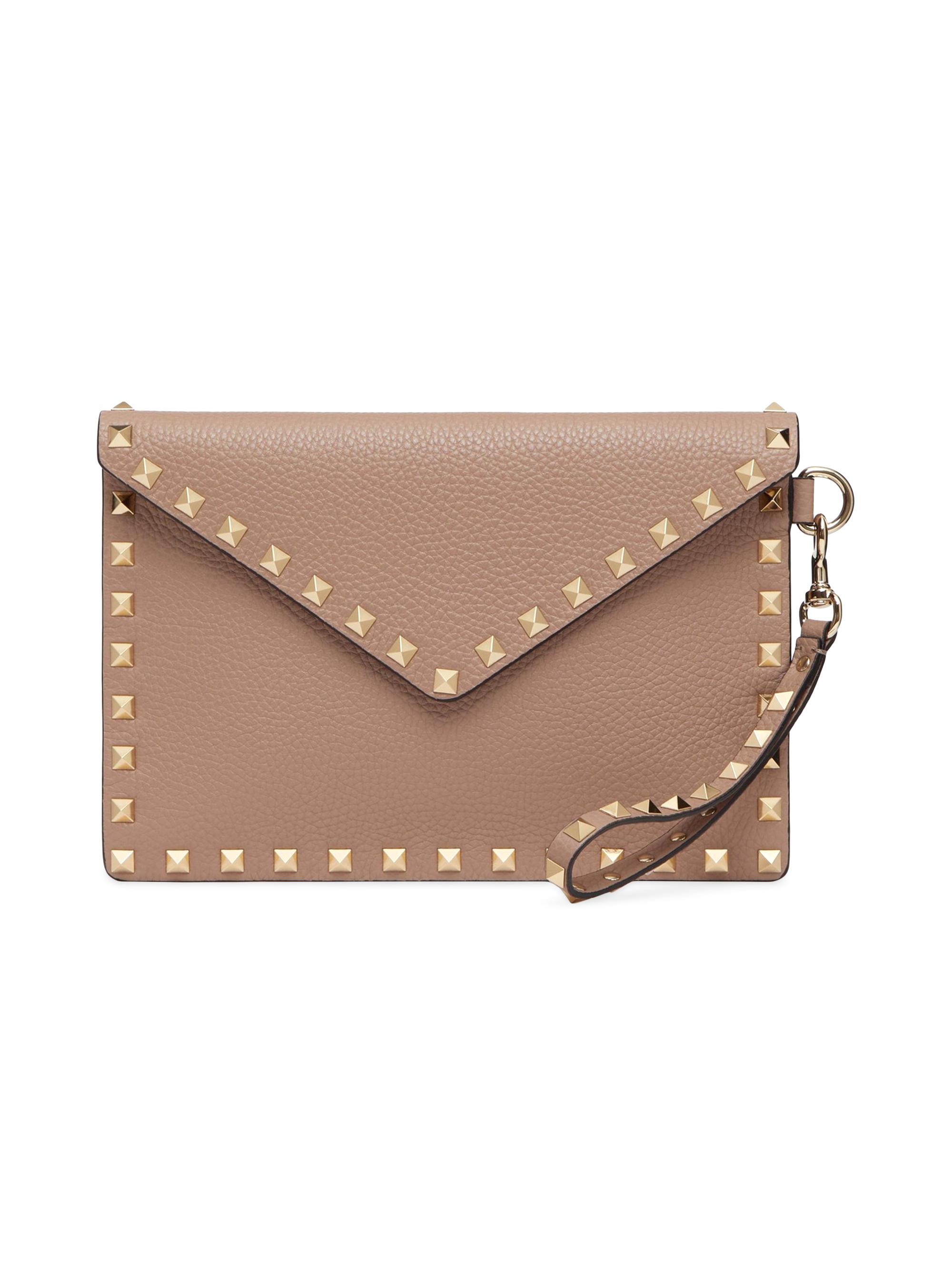 Valentino Garavani Women's Rockstud Grainy Calfskin Pouch - Poudre