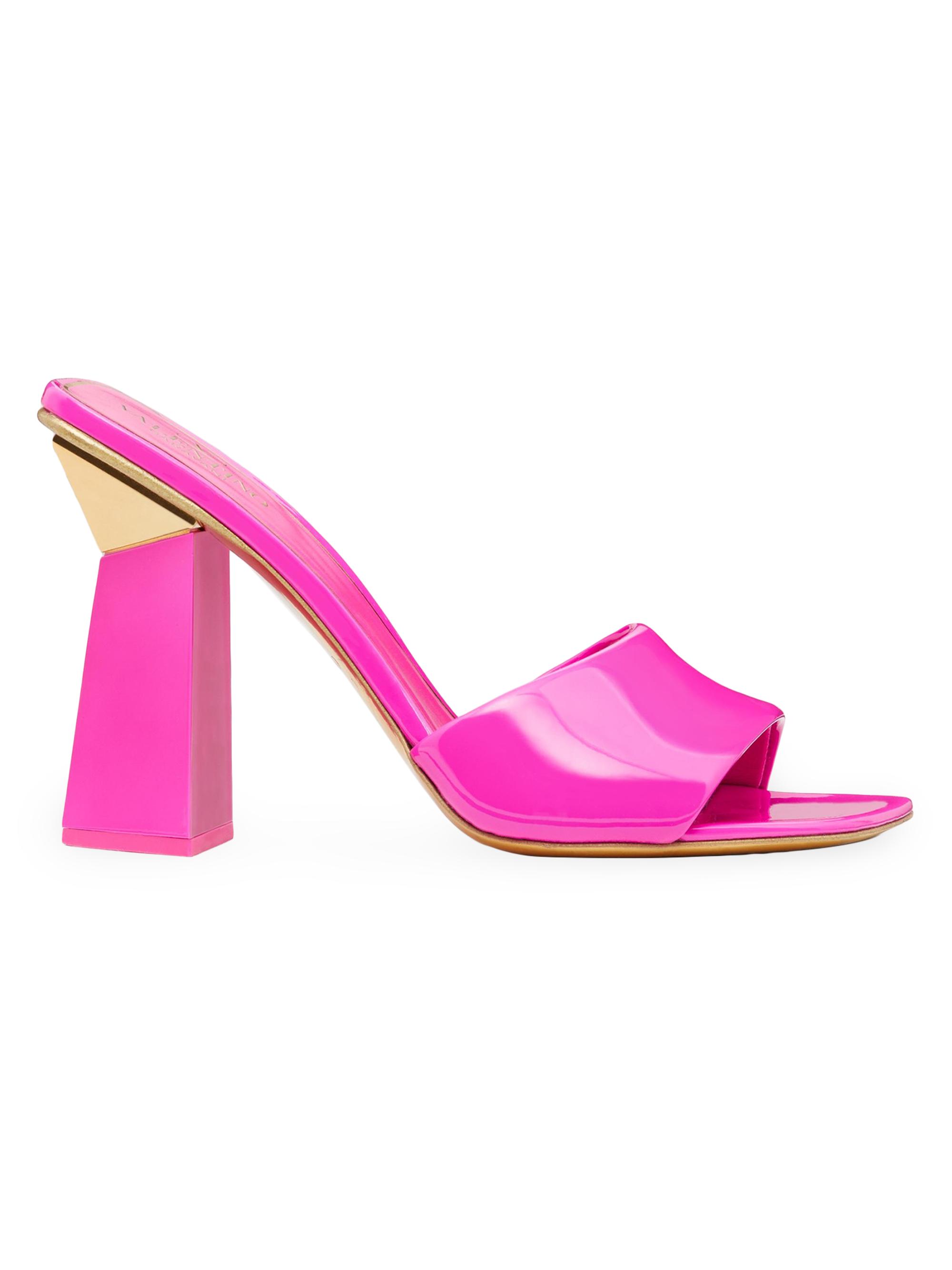 Valentino Garavani Women's One Stud Hyper Slide Sandals in Patent Leather - Pink