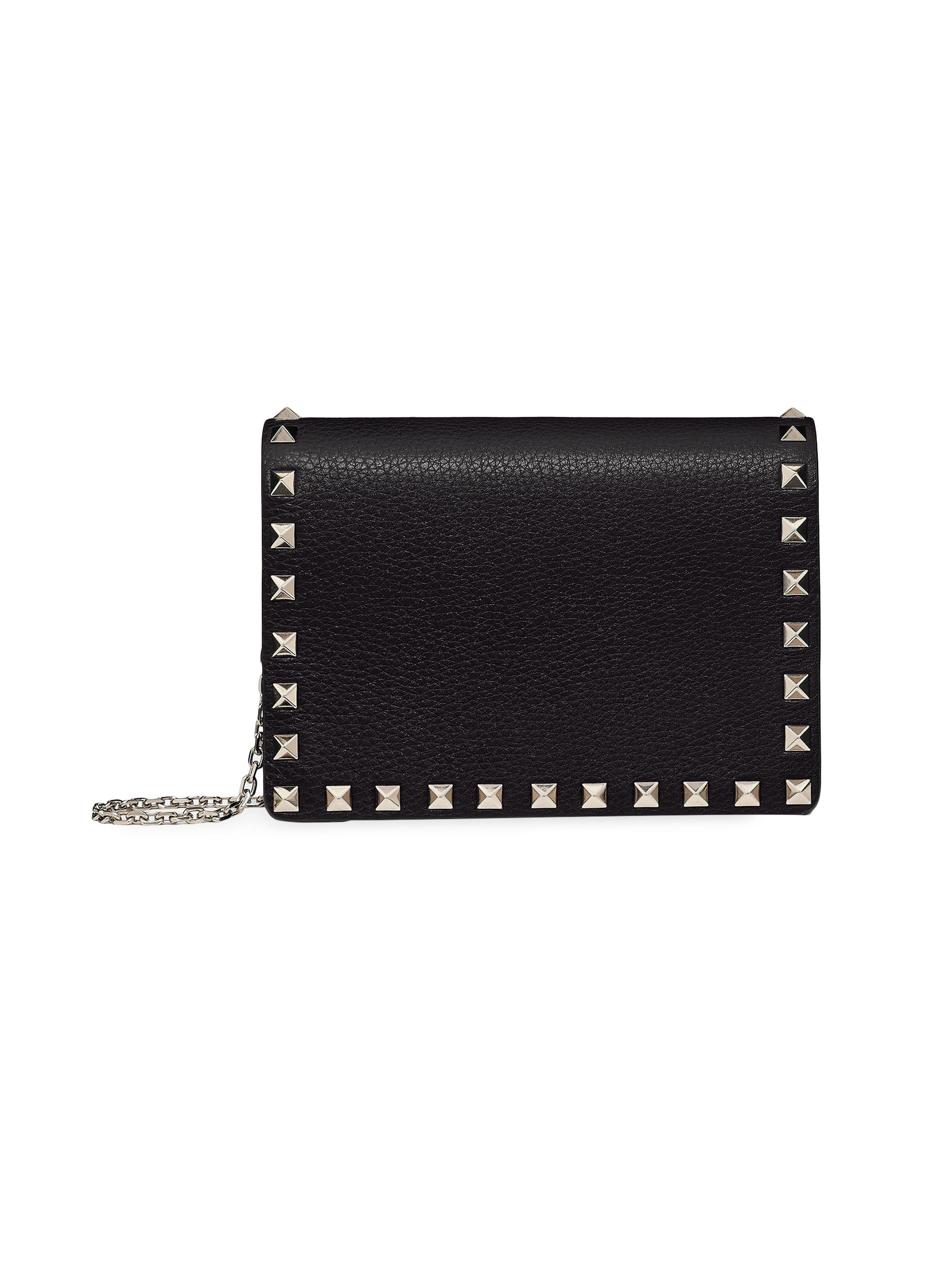 Valentino Garavani Women's Rockstud Grainy Calfskin Chain Pouch - Black