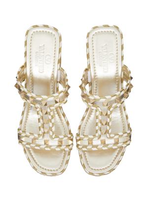 Valentino Garavani 110mm Rockstud caged-straps sandals - Gold