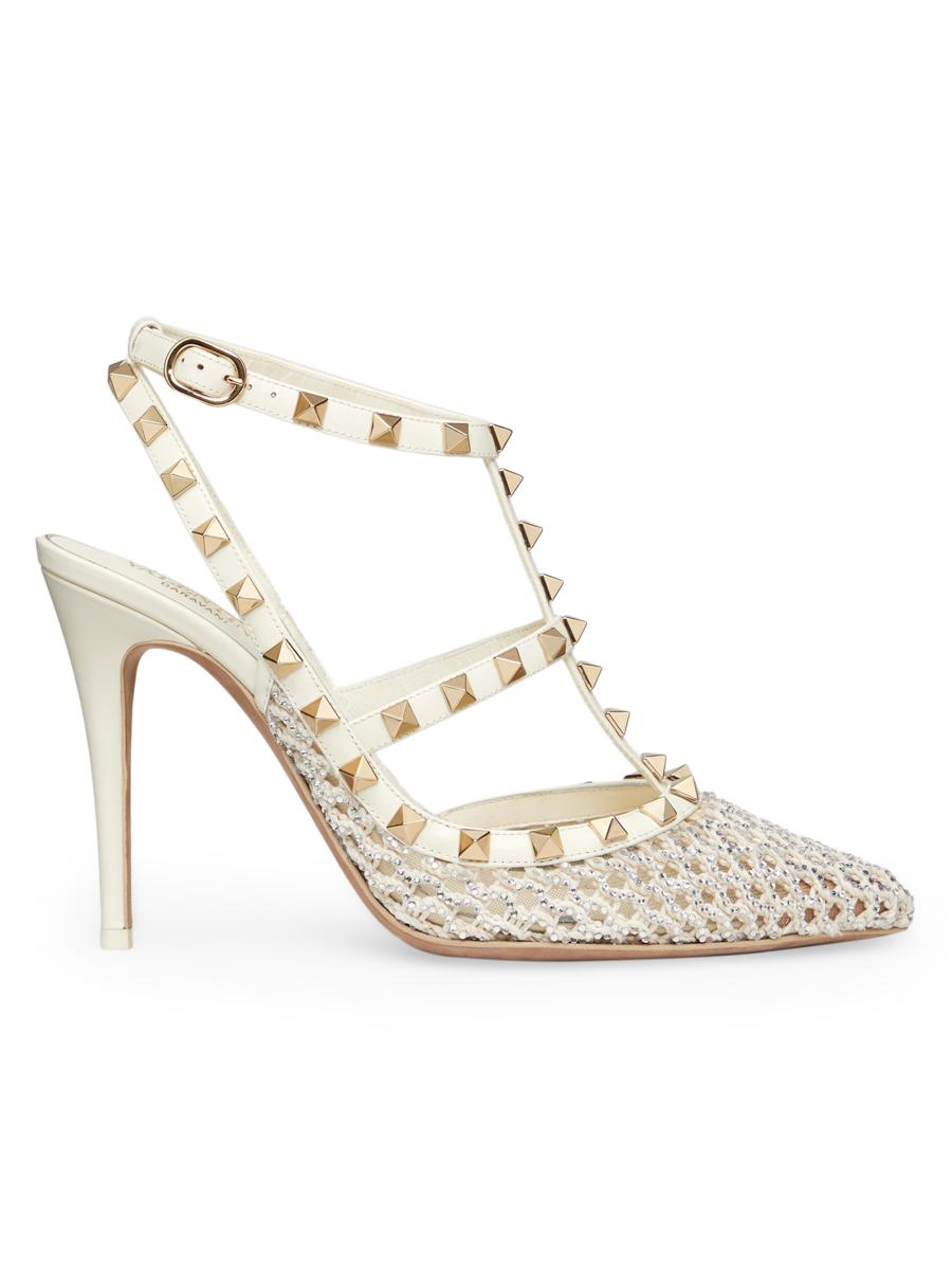 Valentino Garavani Rockstud Mesh Pumps with Crystals And