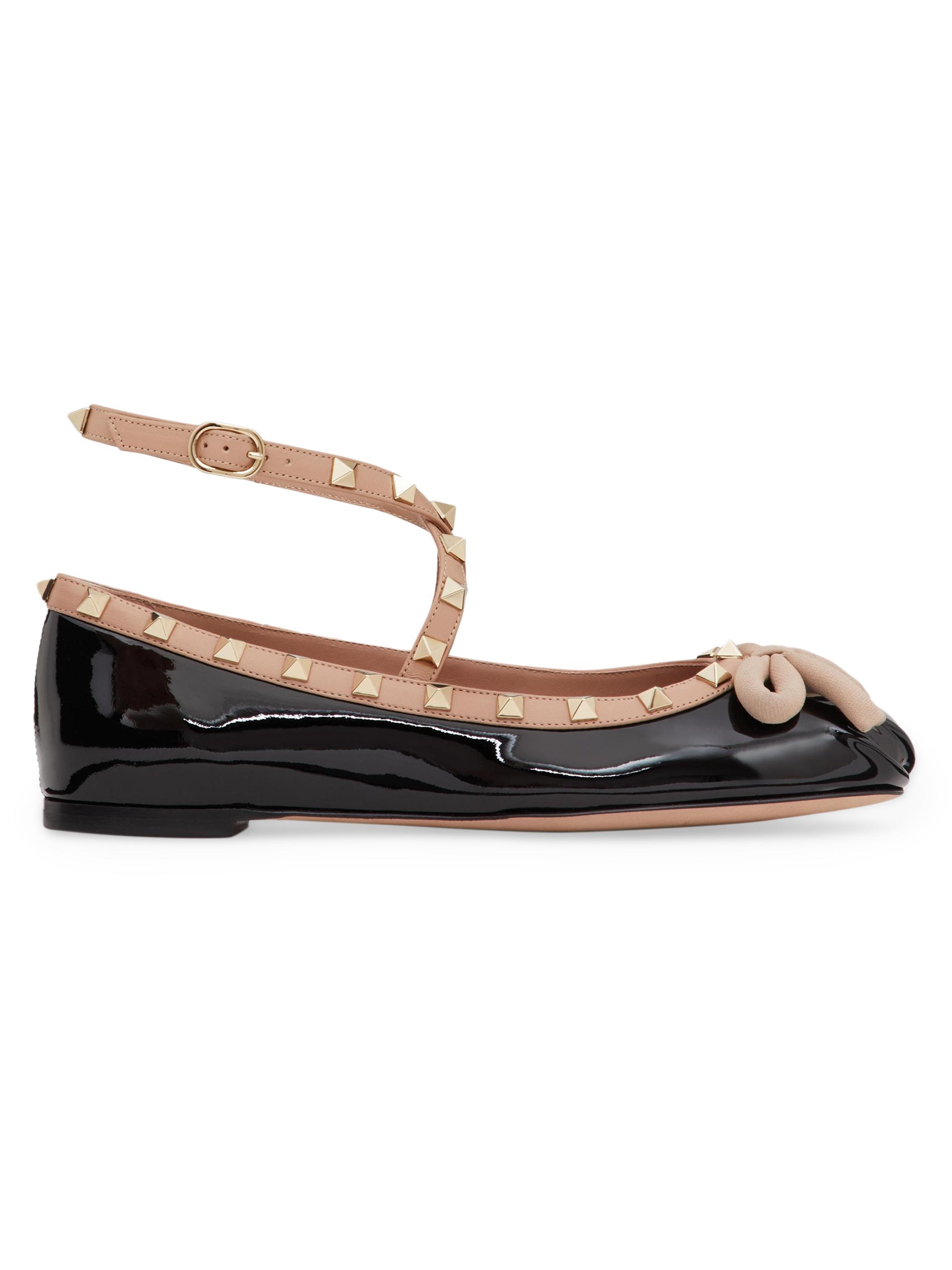 Valentino Garavani Rockstud 5MM Velvet Ballerina Flats | Saks