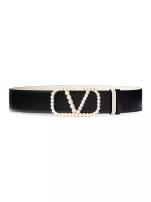 Valentino Garavani VLogo Signature reversible metallic belt - Silver
