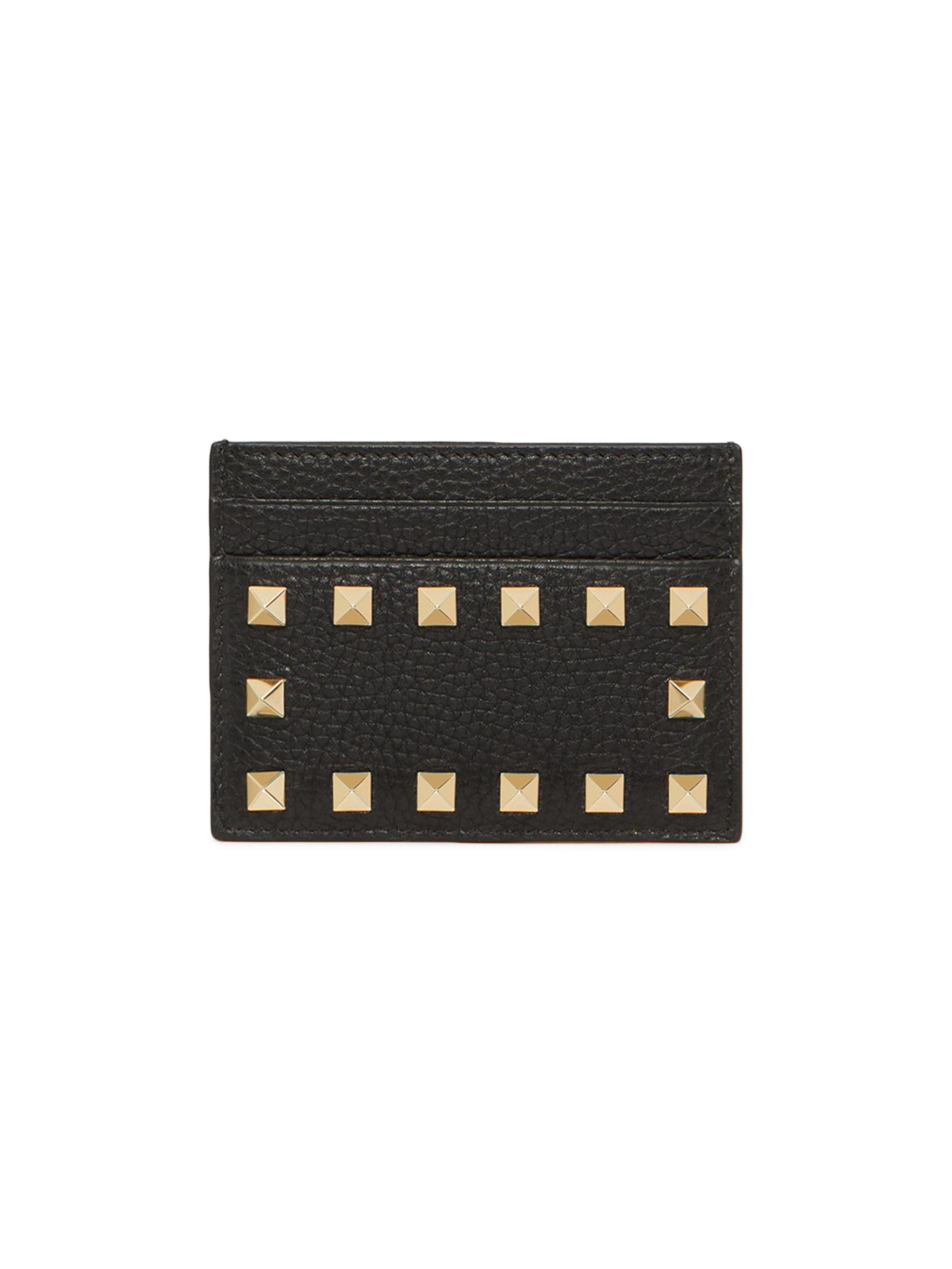 Valentino Garavani Women's Rockstud Grainy Calfskin Cardholder - Black