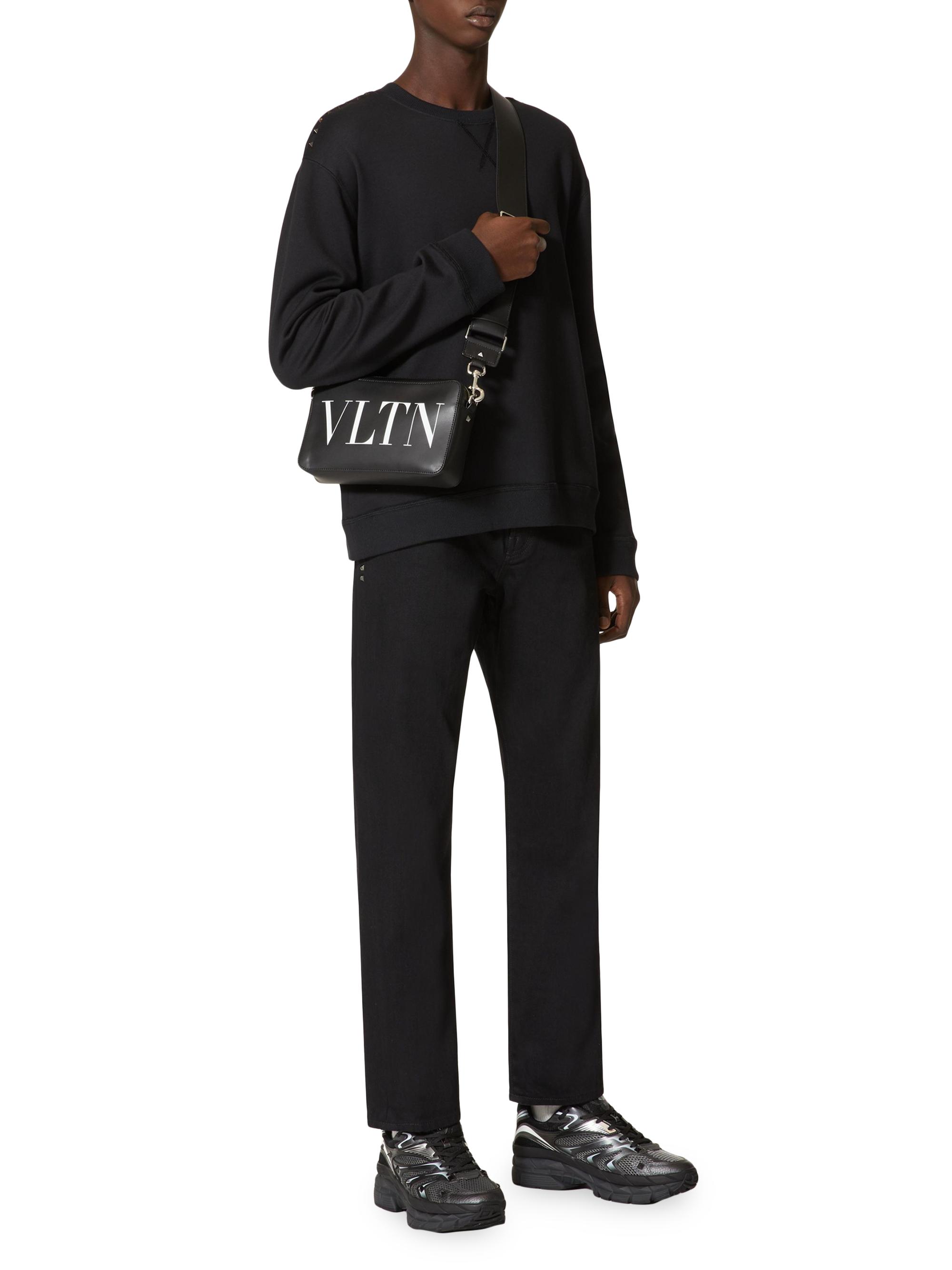 Valentino Garavani Men's VLTN Leather Crossbody Bag - Black White