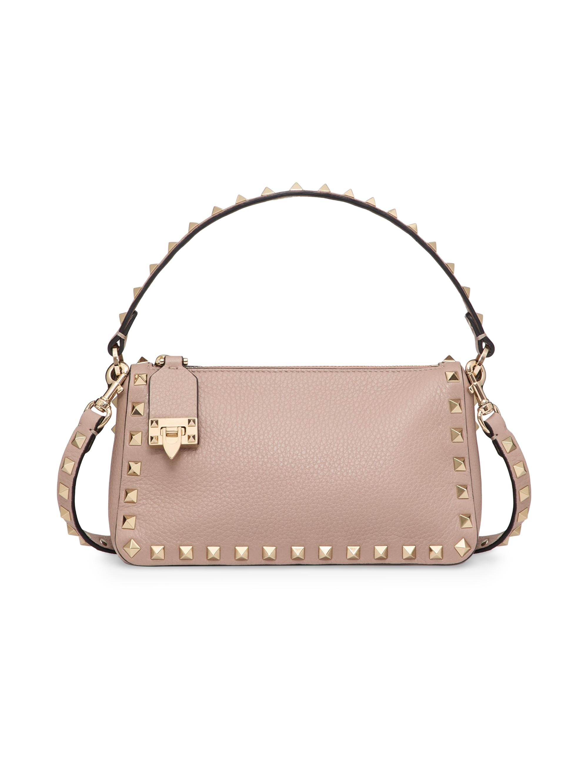 Valentino Garavani Women's  Rockstud Grainy Calfskin Crossbody Bag - Poudre
