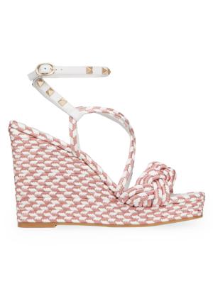 Valentino Garavani Rockstud leather wedge mules - Pink