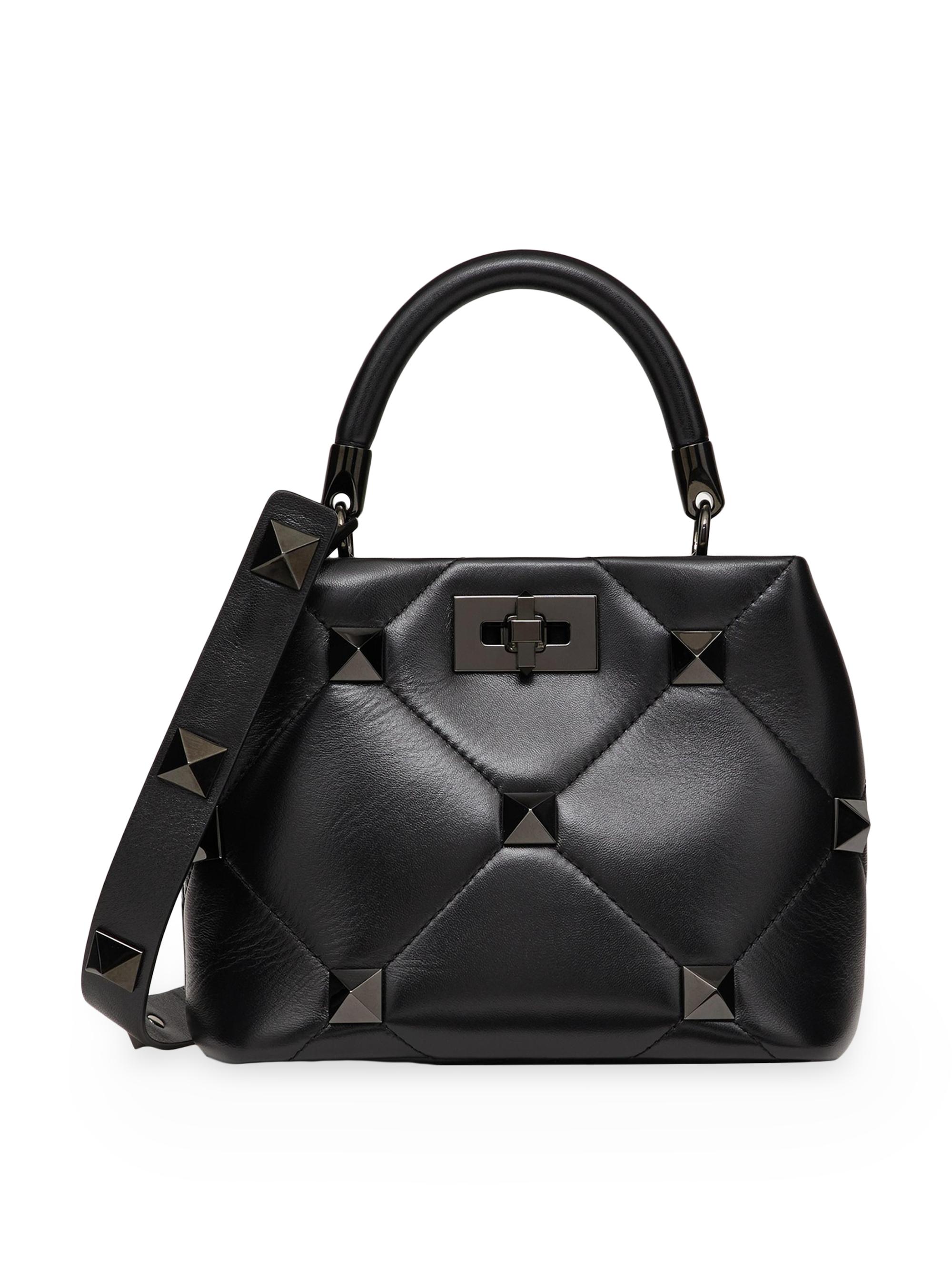 Valentino Garavani Women's  Roman Stud The Handle Bag In Nappa Leather - Black