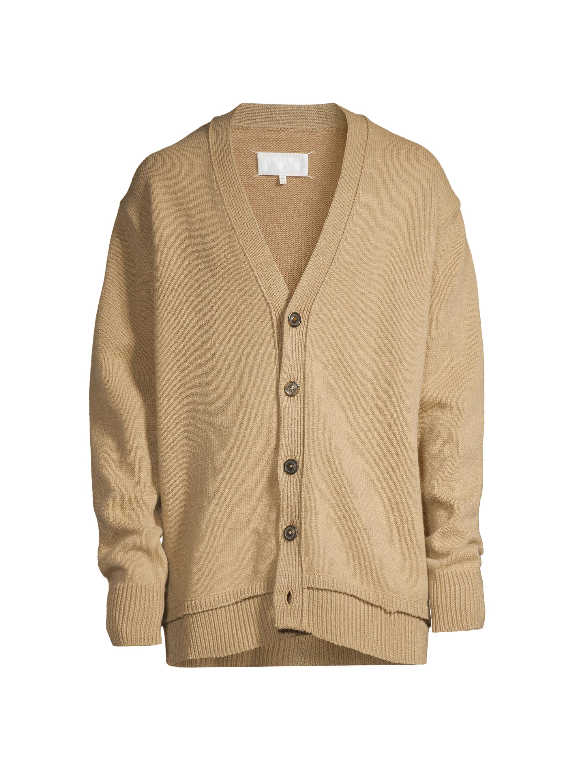 Maison Margiela Men's Wool & Linen-Blend Button-Front Cardigan - Tan