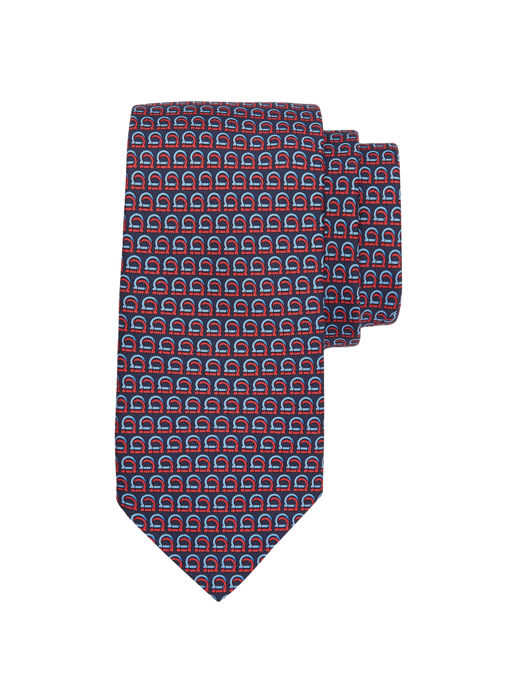 FERRAGAMO Men's Gancini Printed Tie - Marine Red