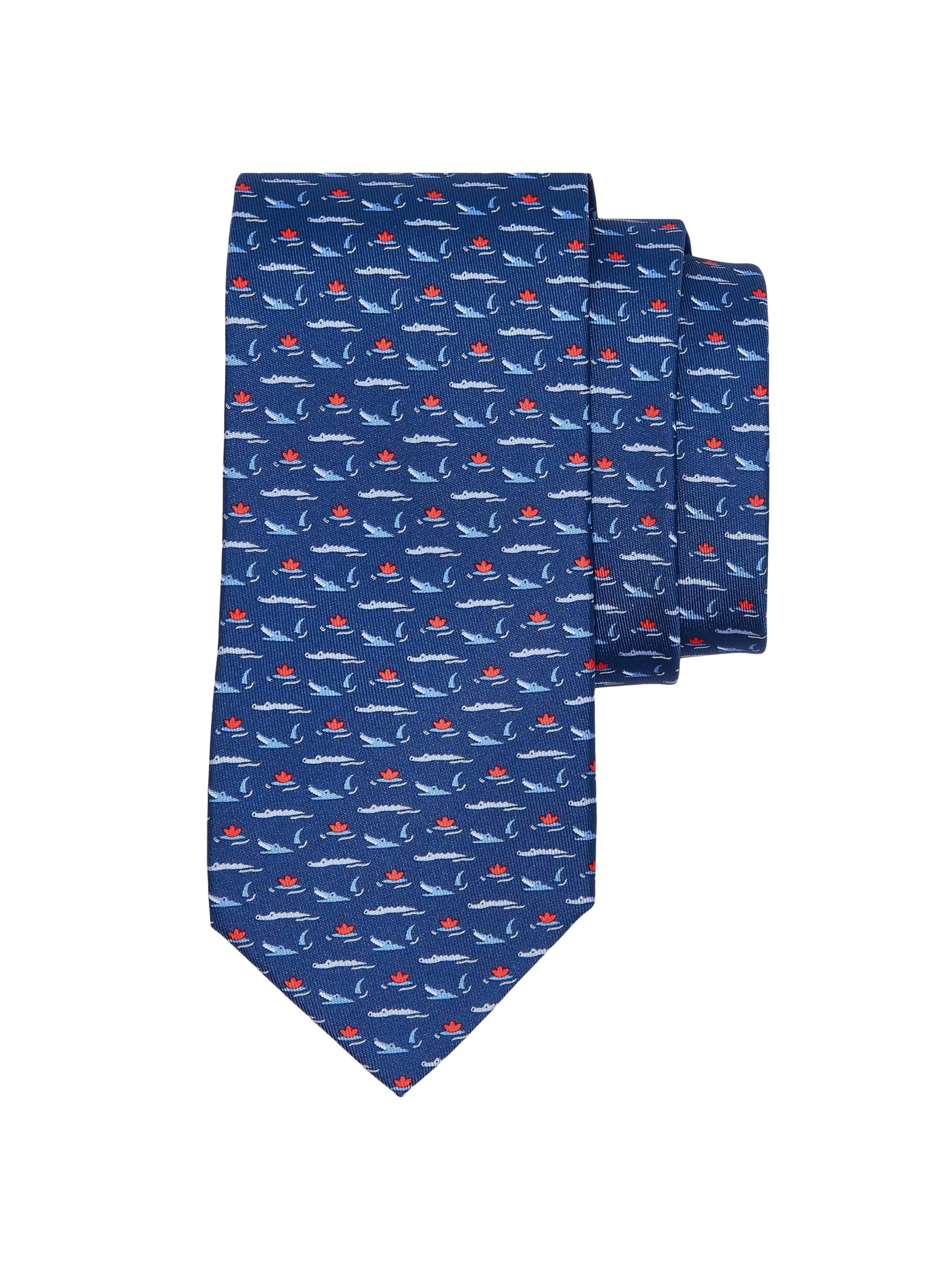 FERRAGAMO Men's Gator Silk Tie - Navy