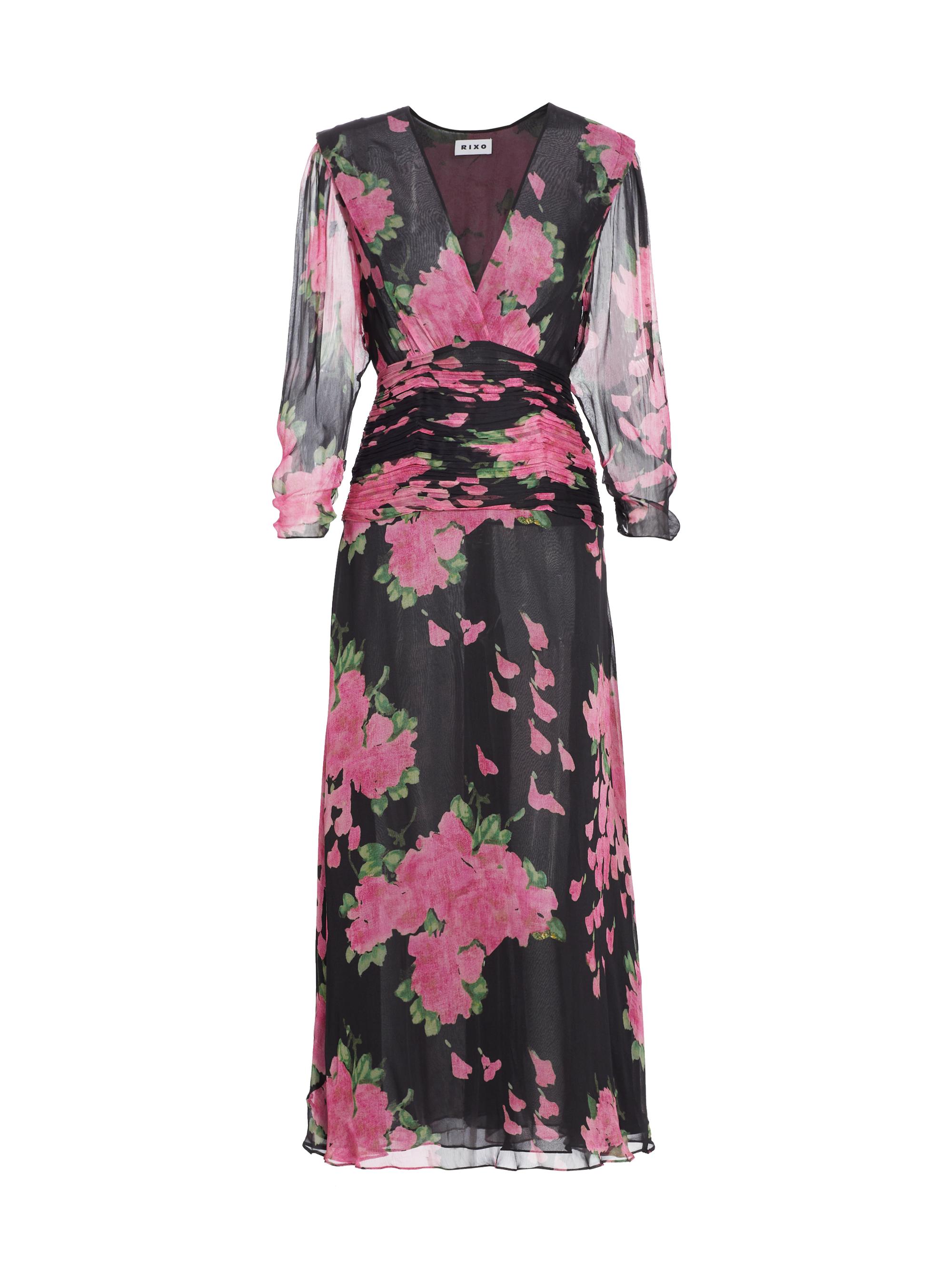 Rixo Women's Racquel Floral Midi-Dress - Blossom Pink