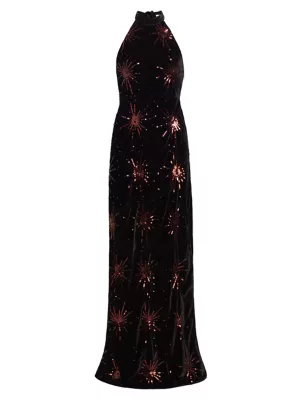 Shop Rixo Starburst Sequin Velvet Gown | Saks Fifth Avenue