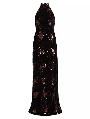 Starburst Sequin Velvet Gown