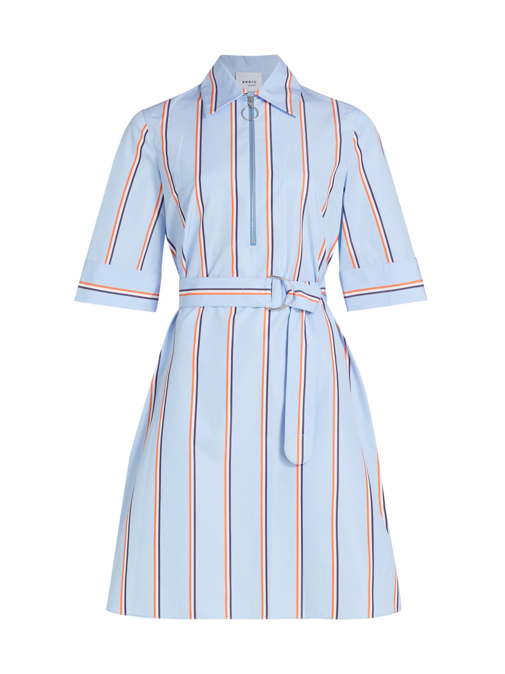 Akris punto Striped Cotton Belted Shirtdress