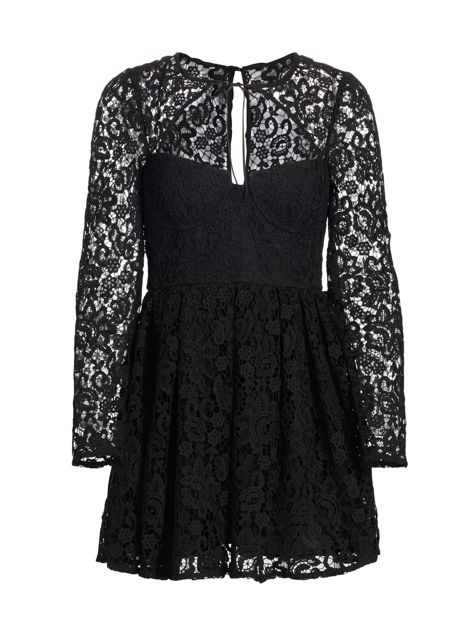 Self-Portrait Lace Tie-Neck Minidress | Saks Fifth Avenue