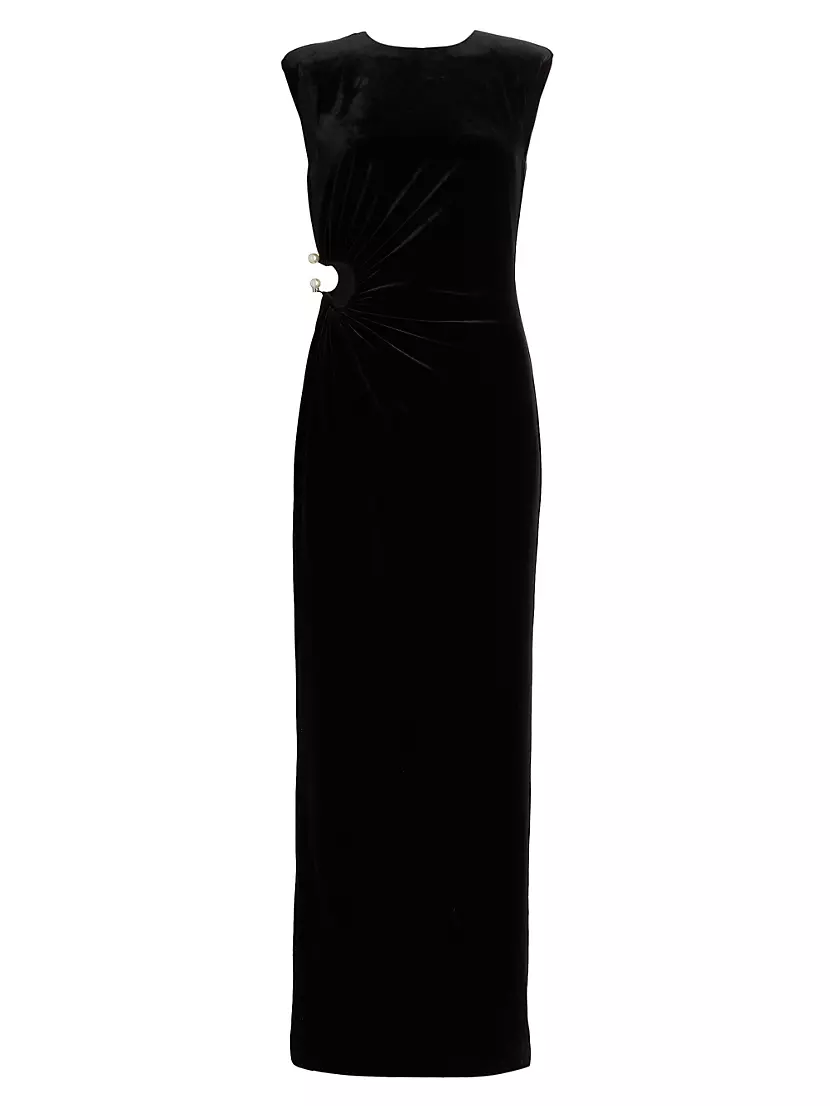 Shop Self-Portrait Sleeveless Velvet Cut-Out Gown | Saks Fifth Avenue