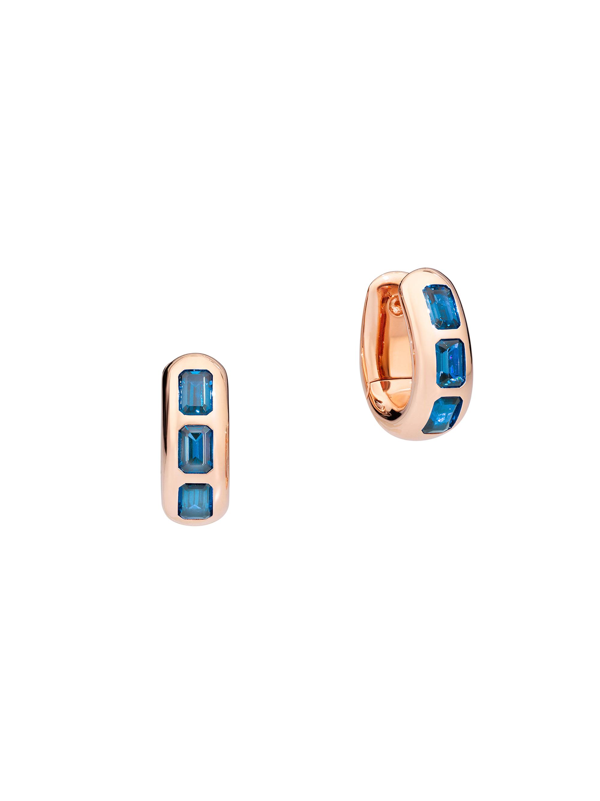 Pomellato Women's Iconica 18K Rose Gold & London Blue Topaz Oval Huggie Hoop Earrings - Rose Gold