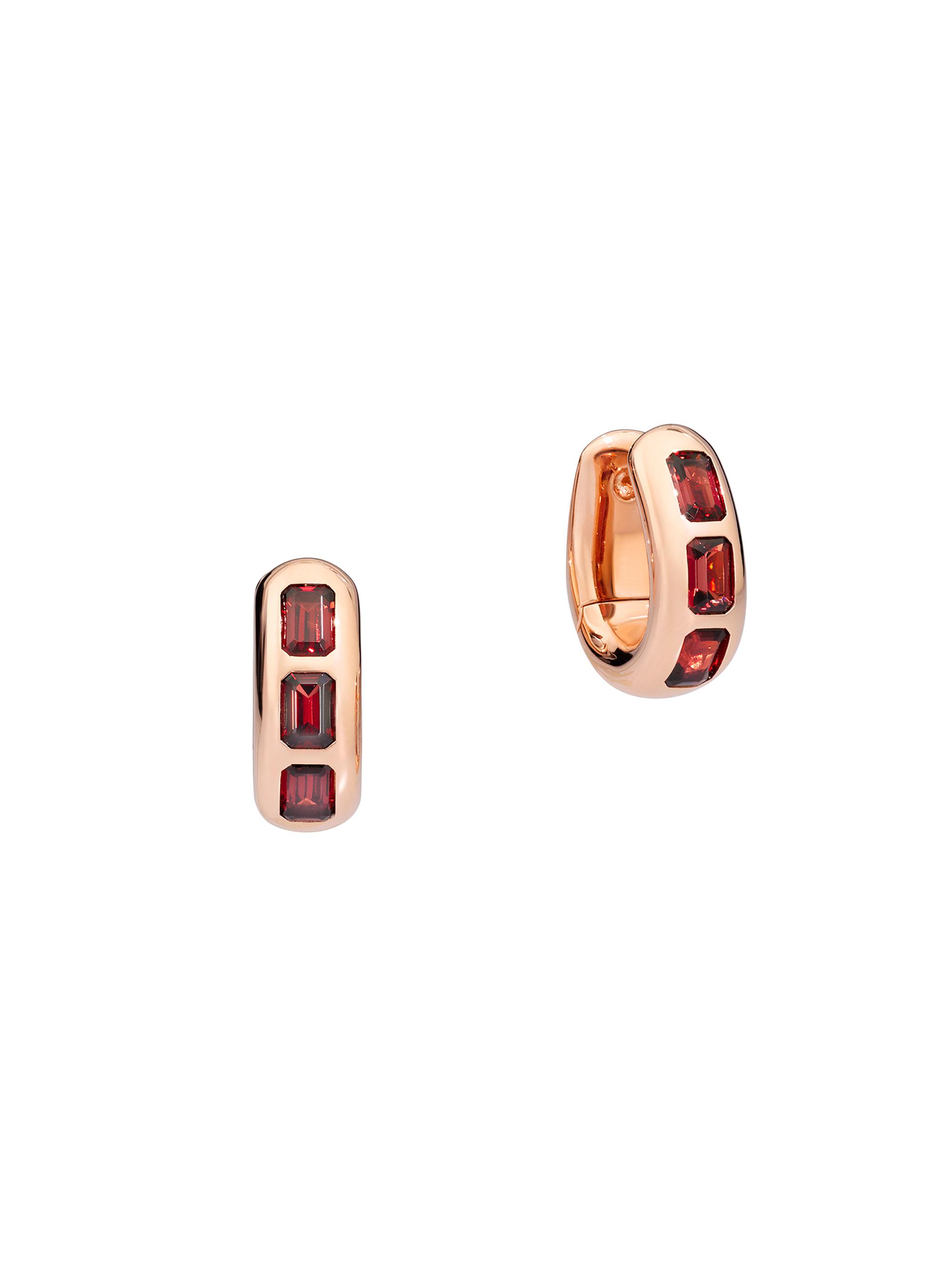Pomellato Women's Iconica 18K Rose Gold & Garnet Oval Huggie Hoop Earrings - Rose Gold