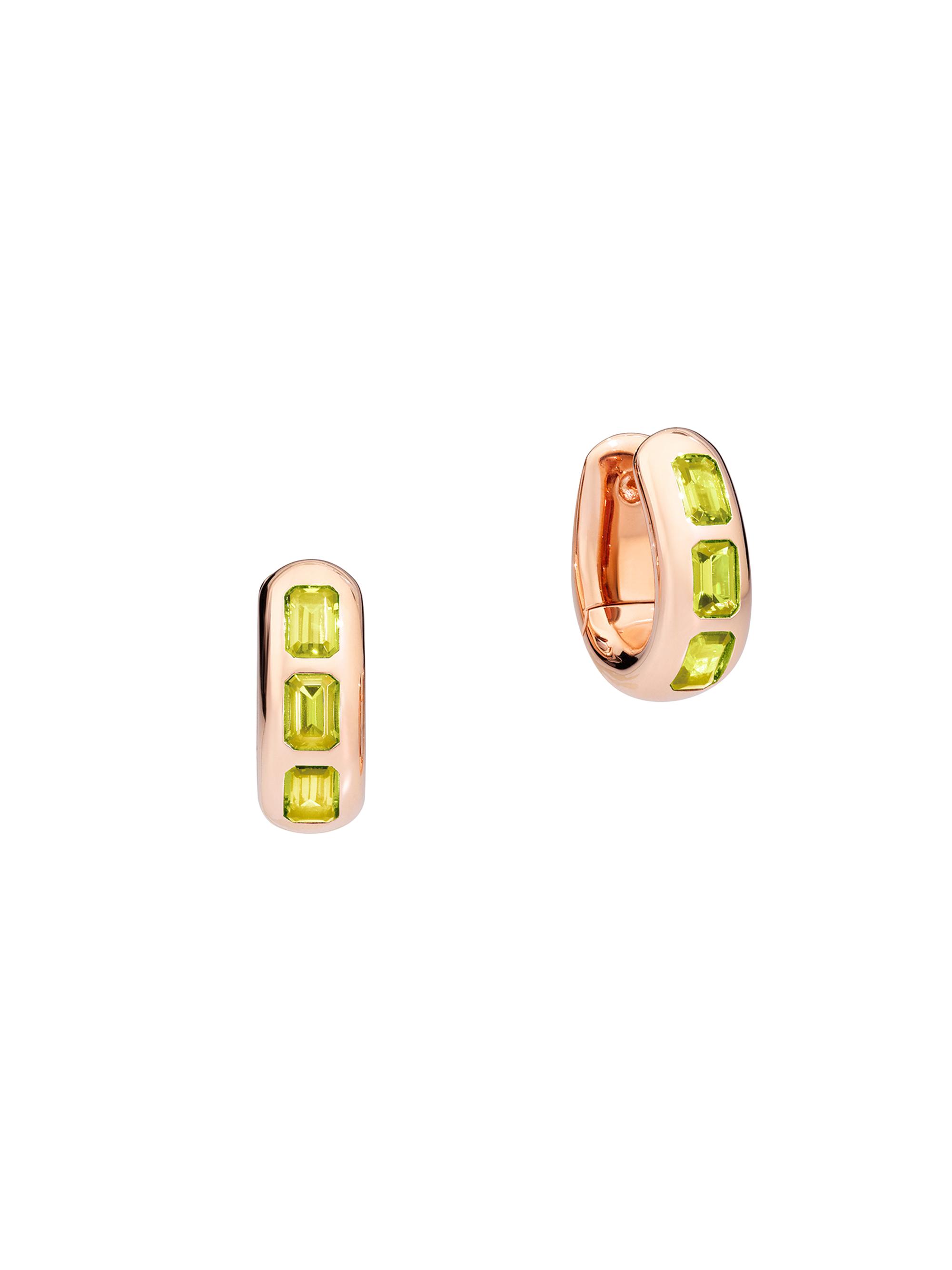 Pomellato Women's Iconica 18K Rose Gold & Peridot Oval Huggie Hoop Earrings - Rose Gold
