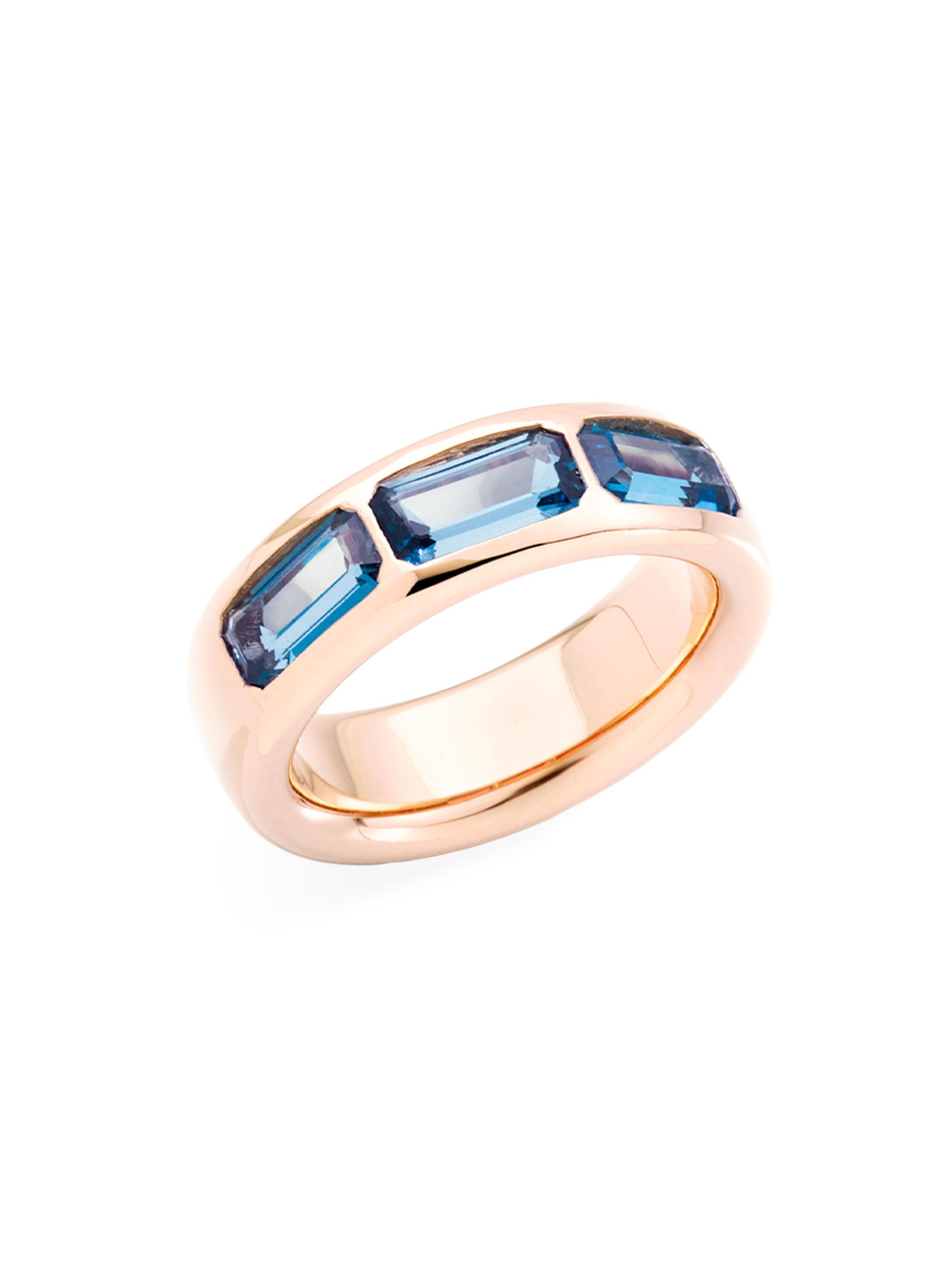 Pomellato Women's Iconica 18K Rose Gold & London Blue Topaz Ring - Rose Gold