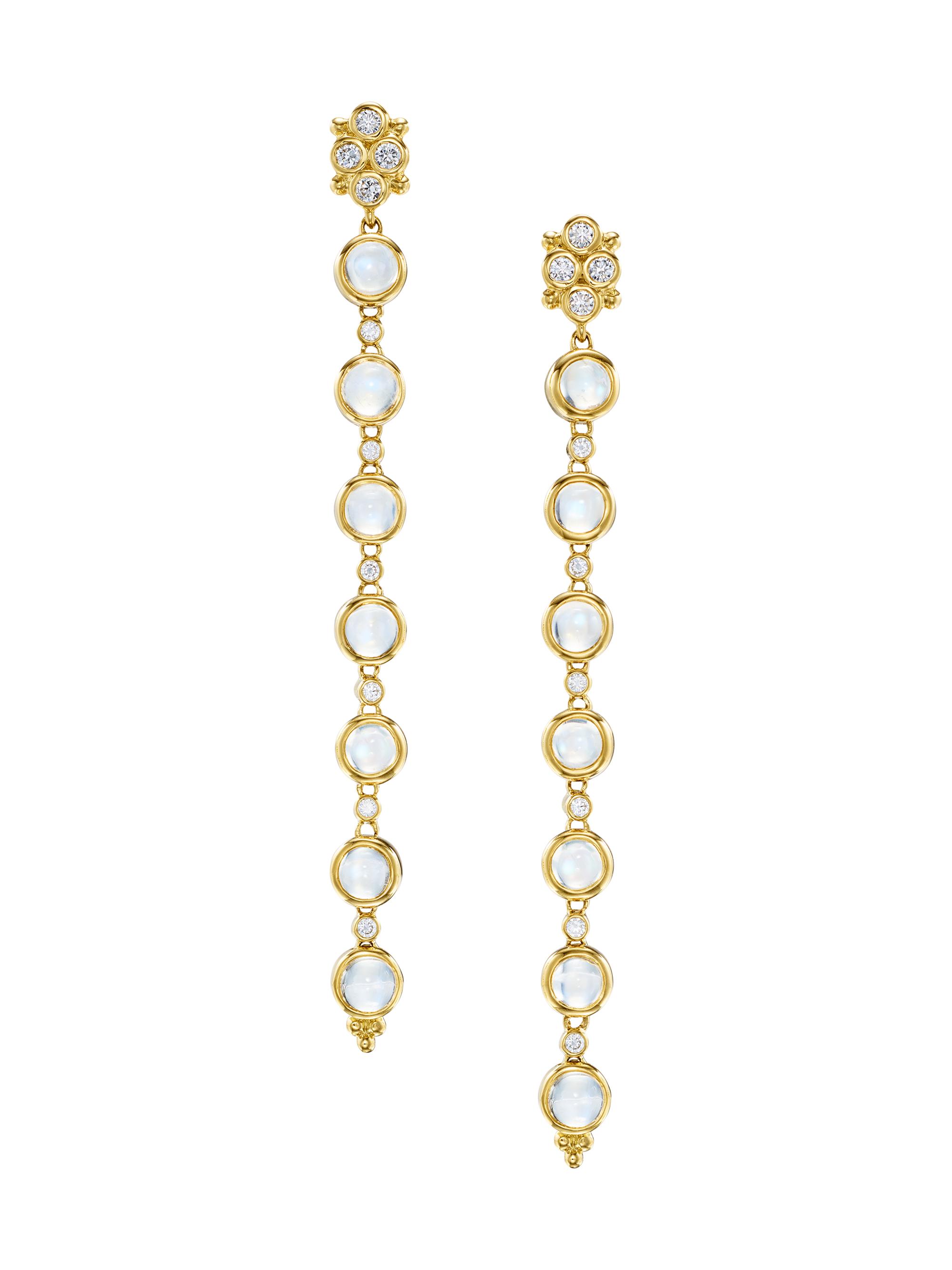 Temple St. Clair Women's Celestial Moonshot 18K Yellow Gold, Blue Moonstone & 0.44 TCW Diamond Drop Earrings - Yellow Gold