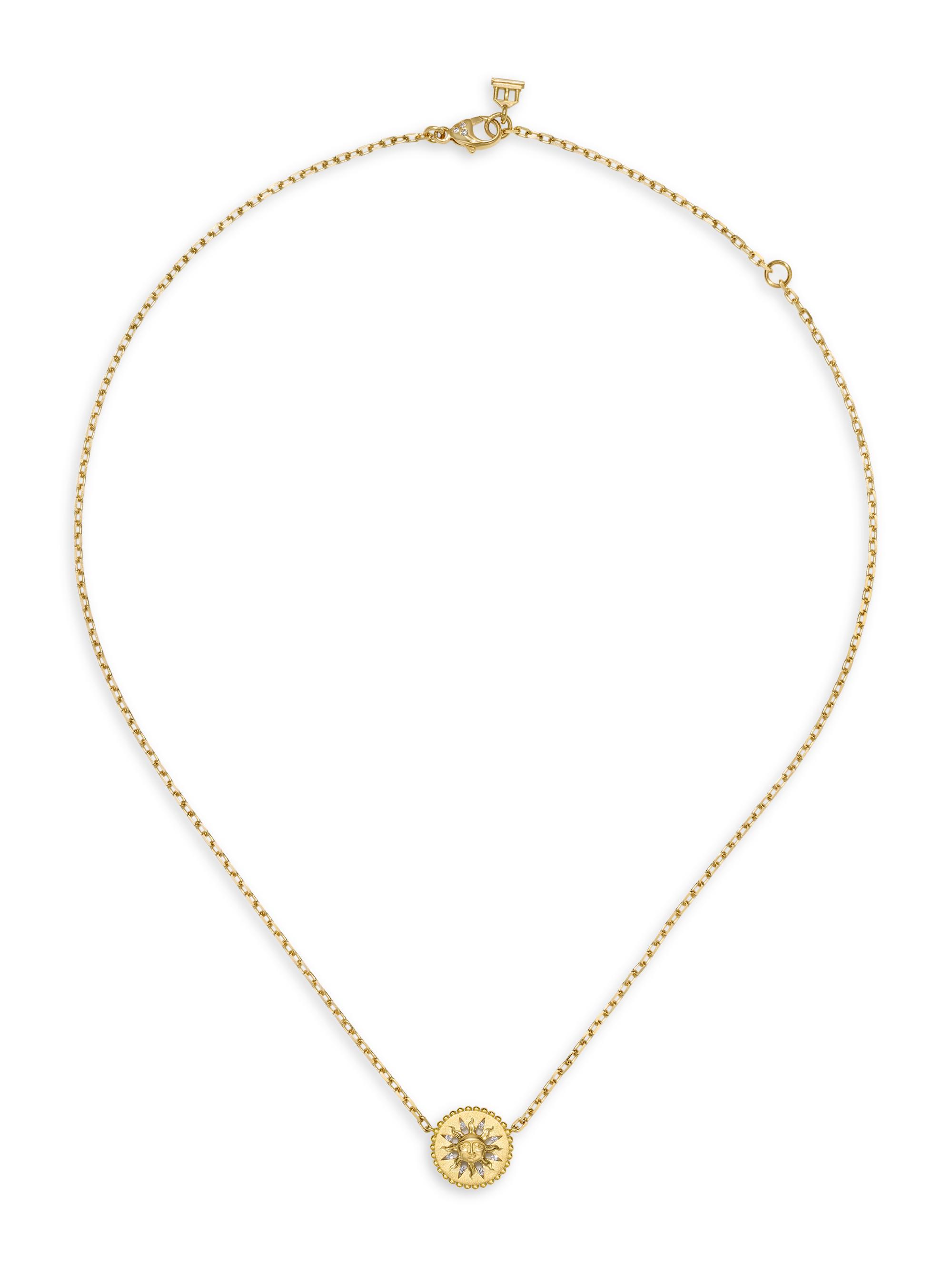 Temple St. Clair Women's Celestial Orbit 18K Yellow Gold & 0.12 TCW Diamond Sun Pendant Necklace - Yellow Gold