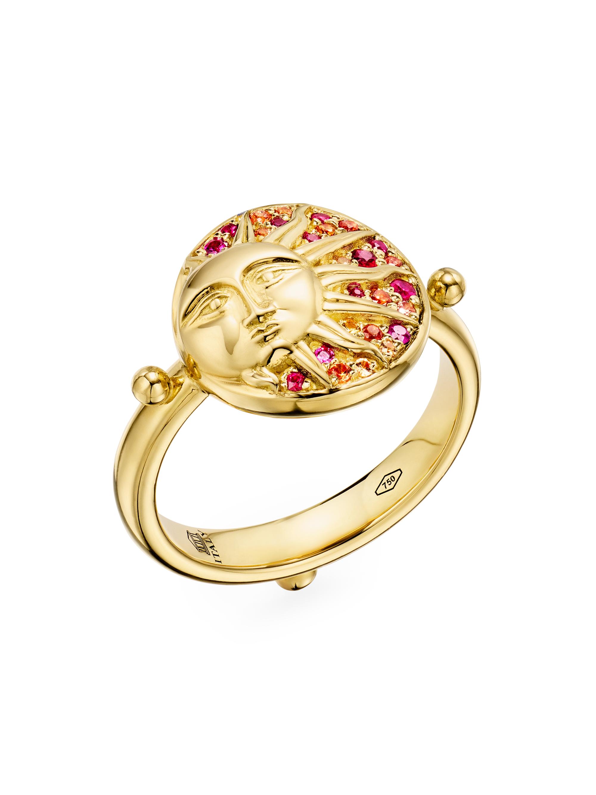 Temple St. Clair Women's Celestial Solar Eclipse 18K Yellow Gold, Ruby & Orange Sapphire Ring - Yellow Gold