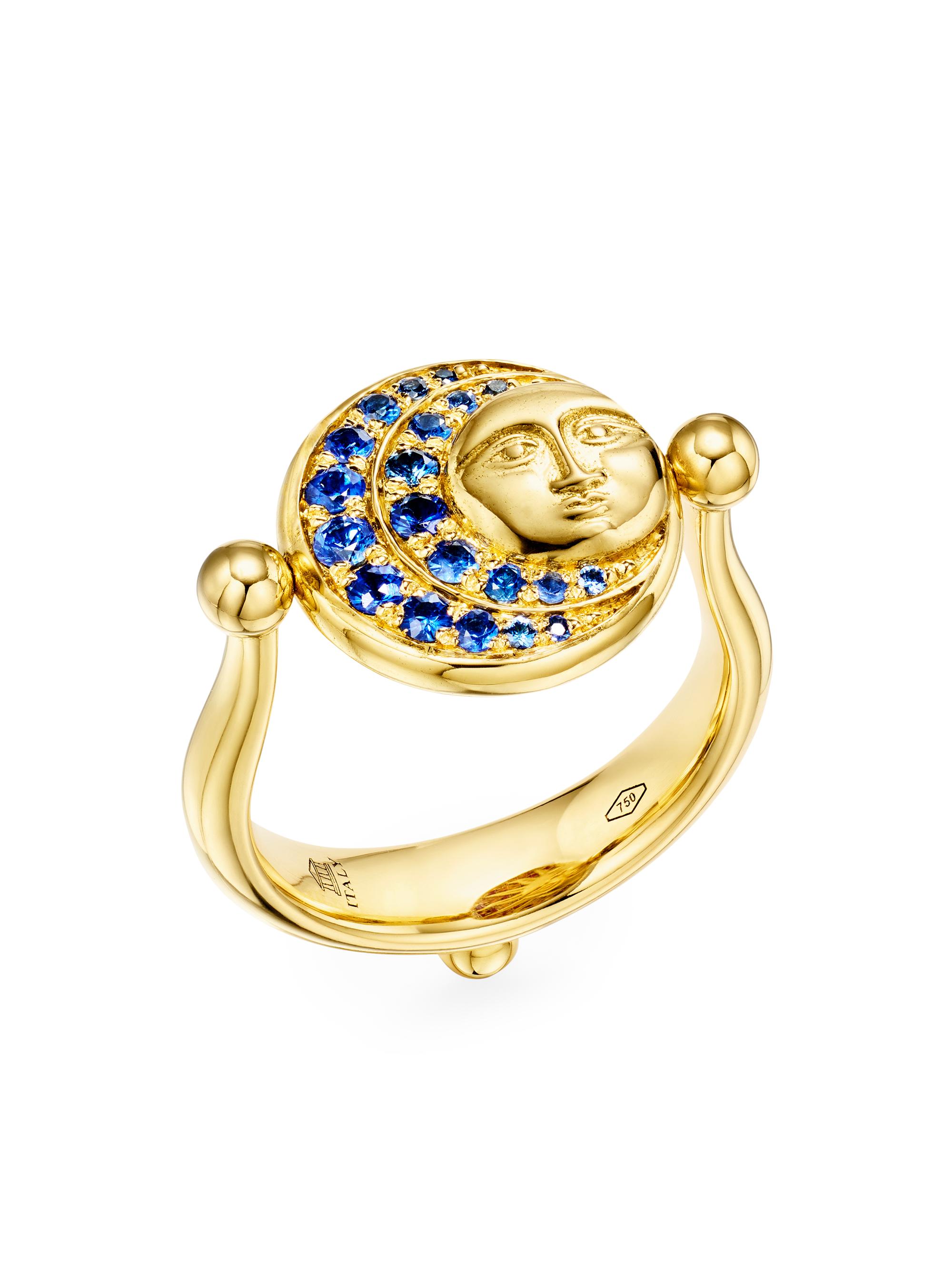 Temple St. Clair Women's Celestial Eclipse 18K Yellow Gold, Sapphire & Ruby Swivel Ring - Yellow Gold