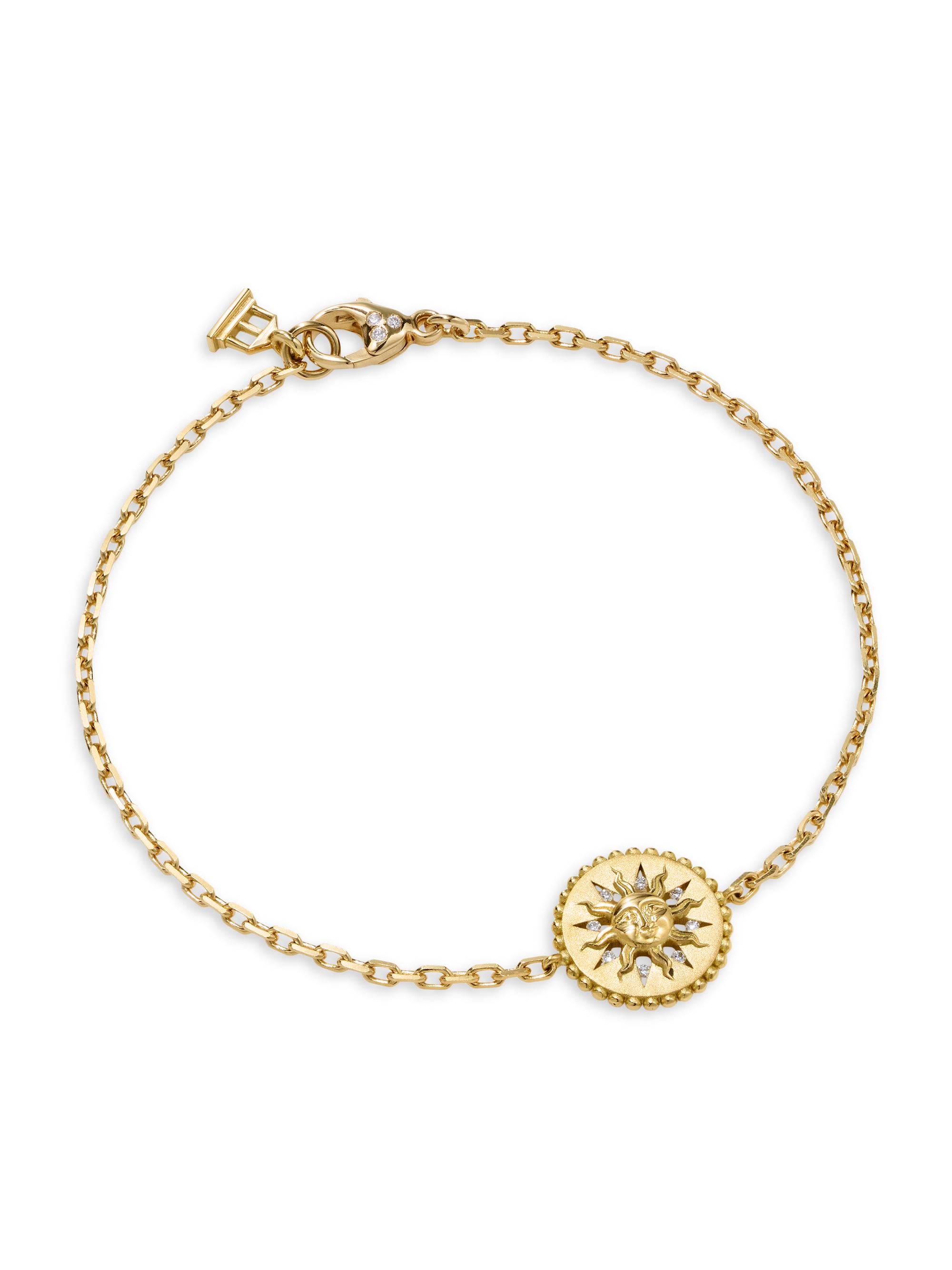 Temple St. Clair Women's Celestial Orbit 18K Yellow Gold & 0.2 TCW Diamond Sun Charm Bracelet - Yellow Gold