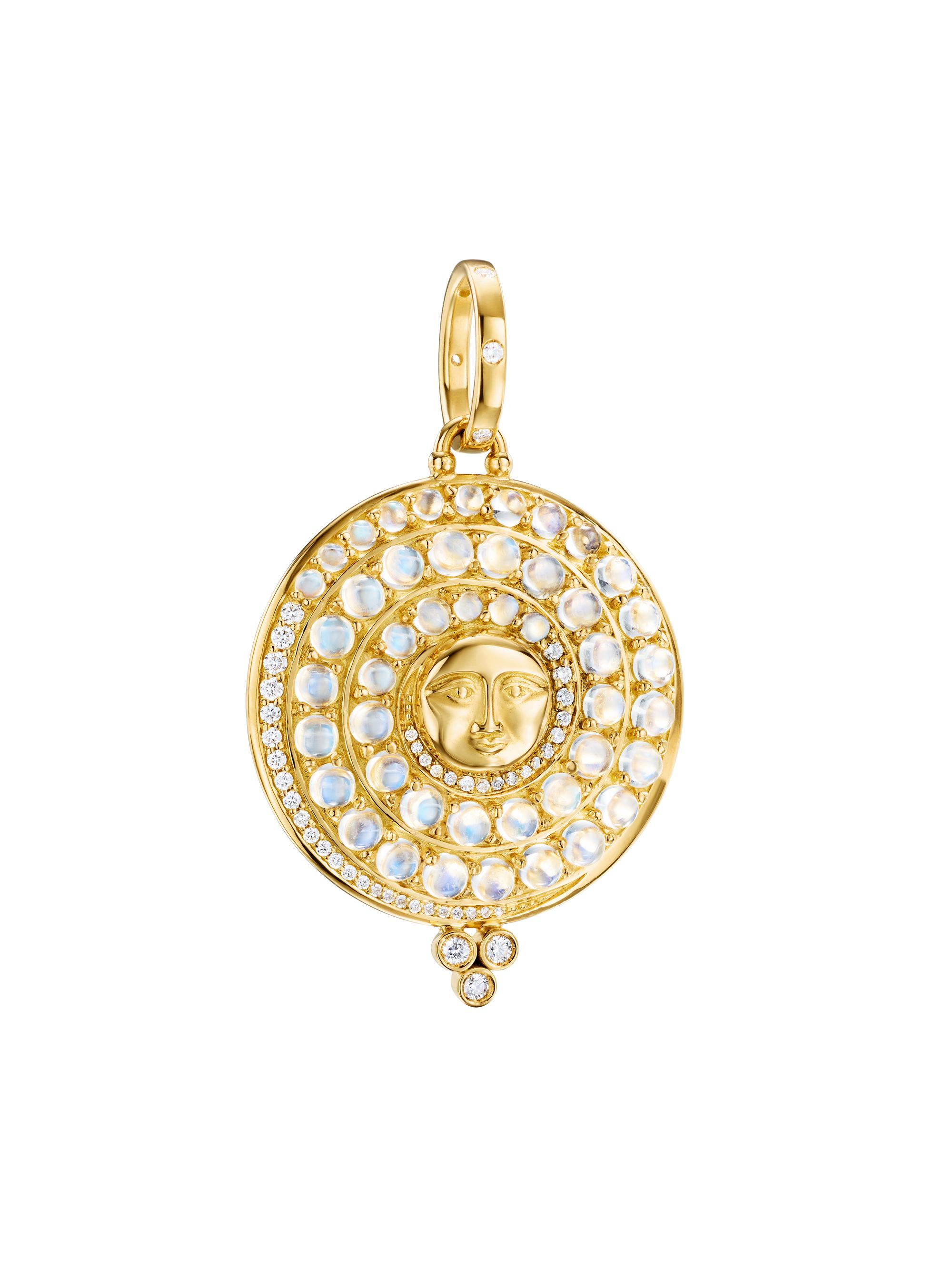 Temple St. Clair Women's Celestial Lunar Glow 18K Yellow Gold, Blue Moonstone & 0.35 TCW Diamond Moon Pendant - Yellow Gold