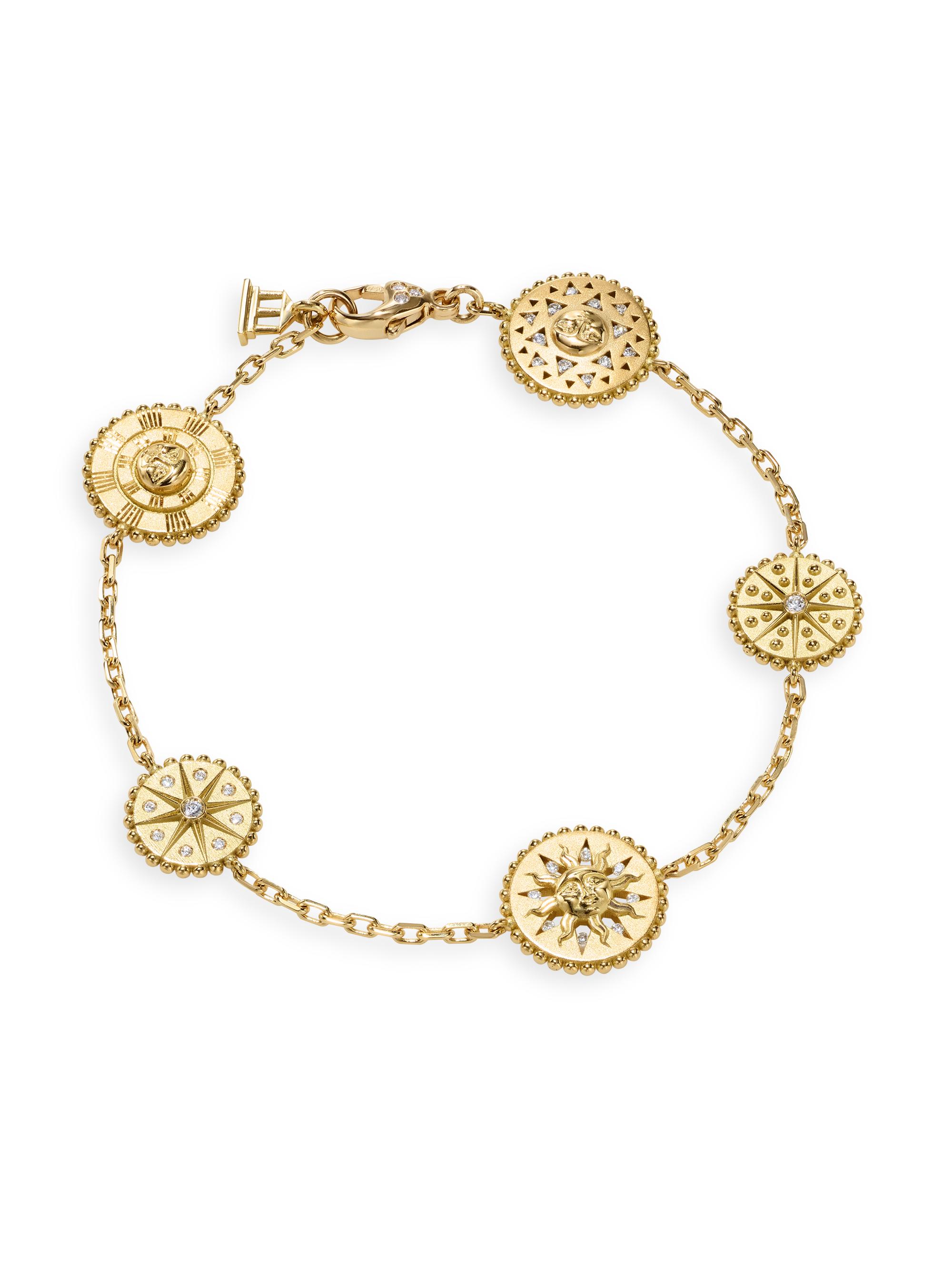 Temple St. Clair Women's Celestial Orbit 18K Yellow Gold & 0.35 TCW Diamond Station Bracelet - Yellow Gold