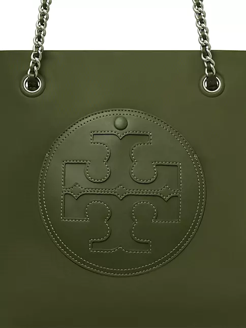 Tory Burch Chained Links Printed Tote Bag Purse Handbag - Green