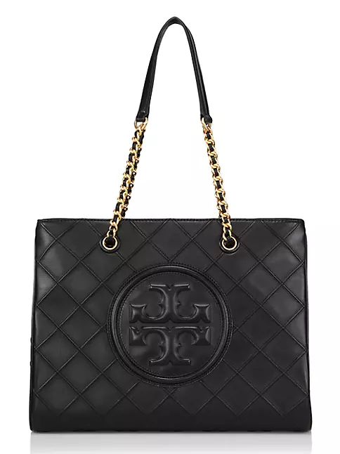 Totes bags Tory Burch - Fleming golden chain black leather tote