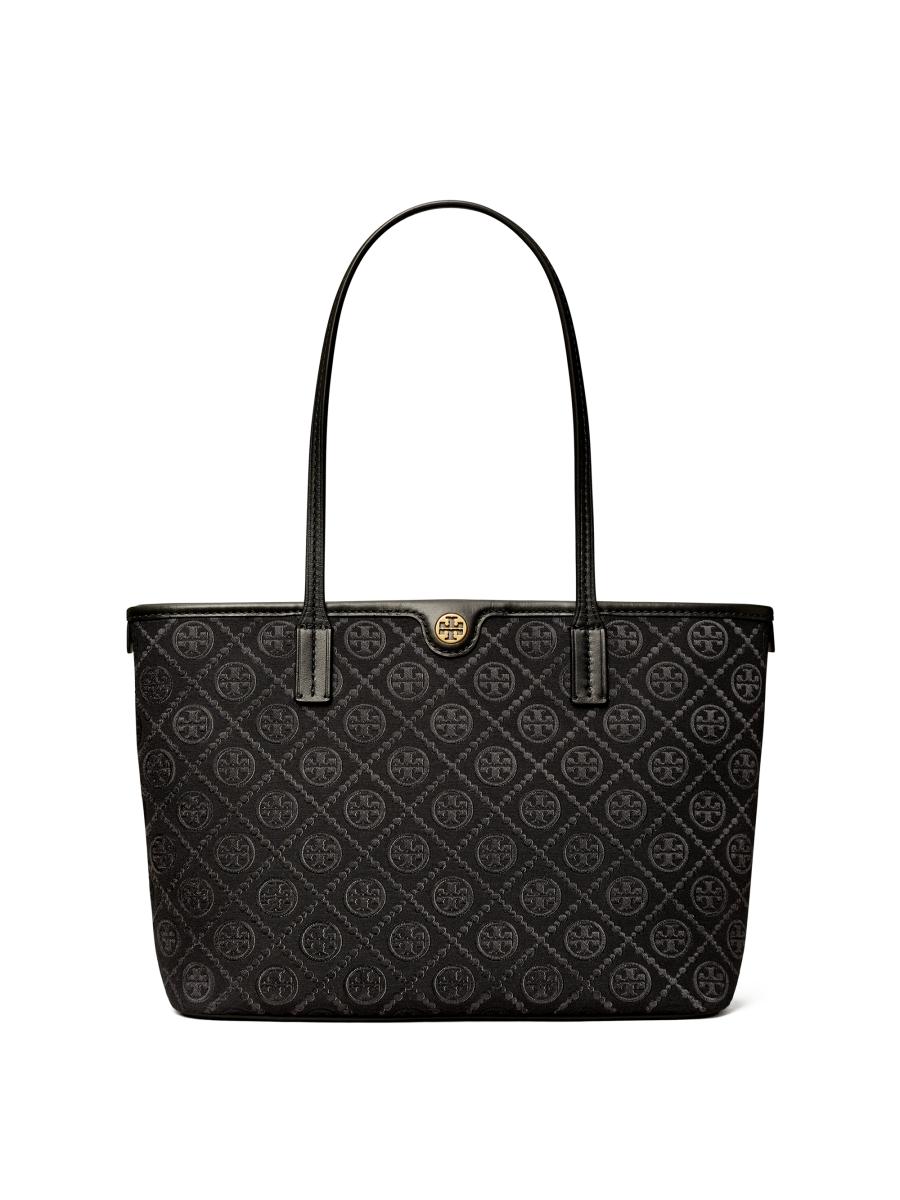 ポーチ Tory Burch Leather And T Monogram Fabric Beauty Case T Monogram Leather Vanity Case: Women's Handbags | Mini Bags