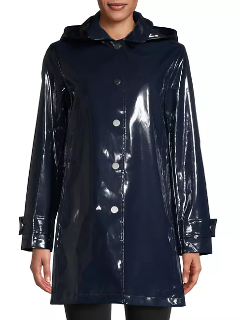 Jane Post Women's Iconic Princess Slicker Raincoat - Navy - Size Large
