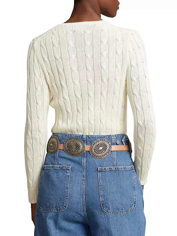 Polo Ralph Lauren Women's Cotton Cable Knit Sweater - Ivory/Cream - Size XL - Cream
