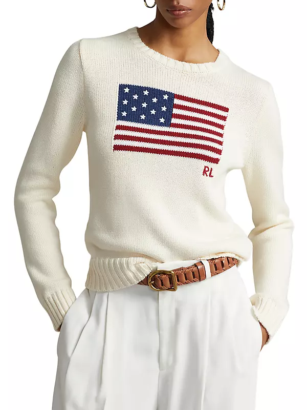 Polo Ralph Lauren Women's Knit Flag Sweater - Cream - Size XS
