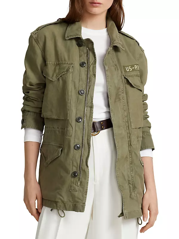 Polo Ralph Lauren Women's Cotton Twill Utility Jacket - Solider Olive - Size XL