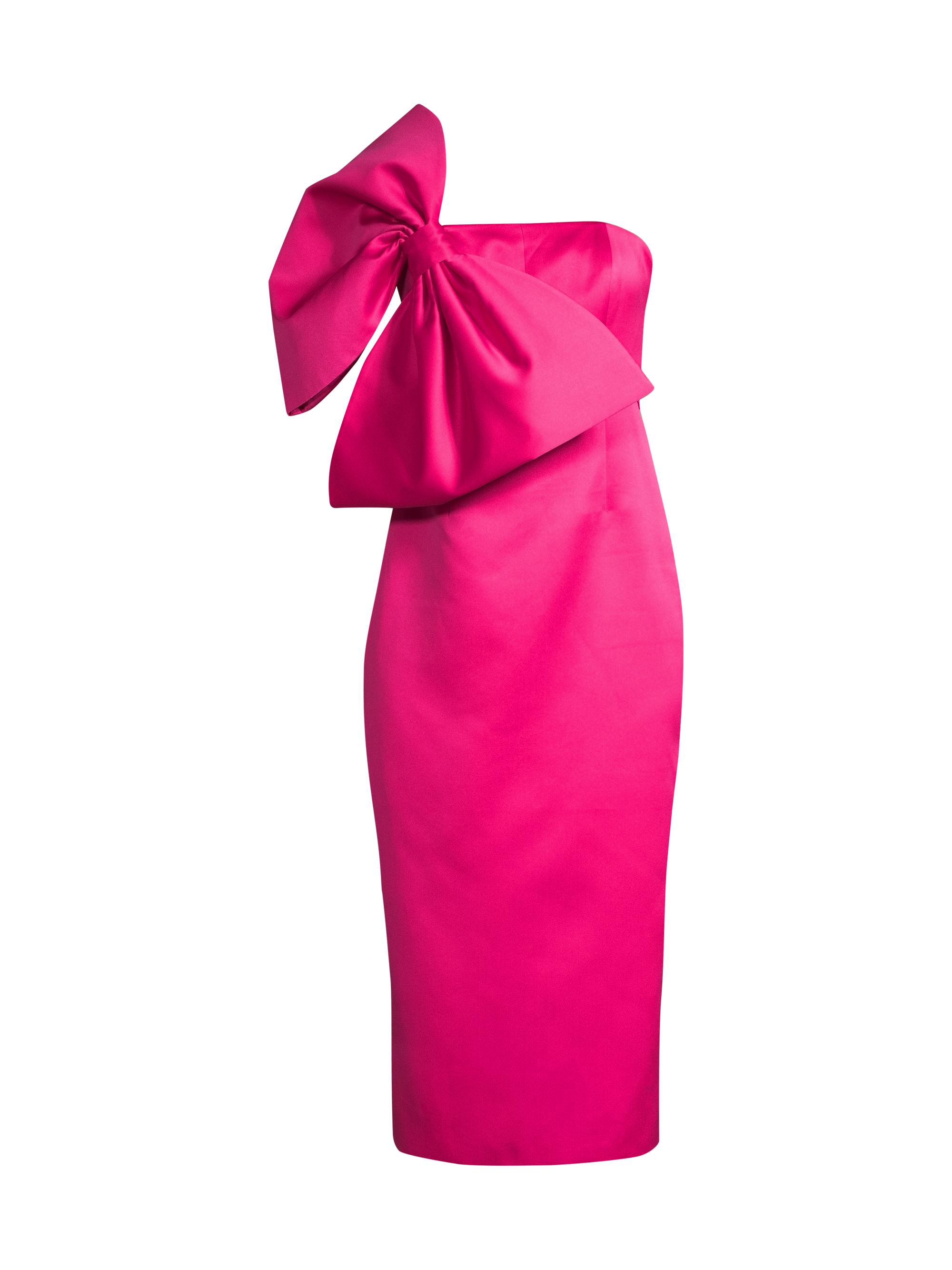 Toccin Women's Strapless Bow Midi-Dress - Hot Pink
