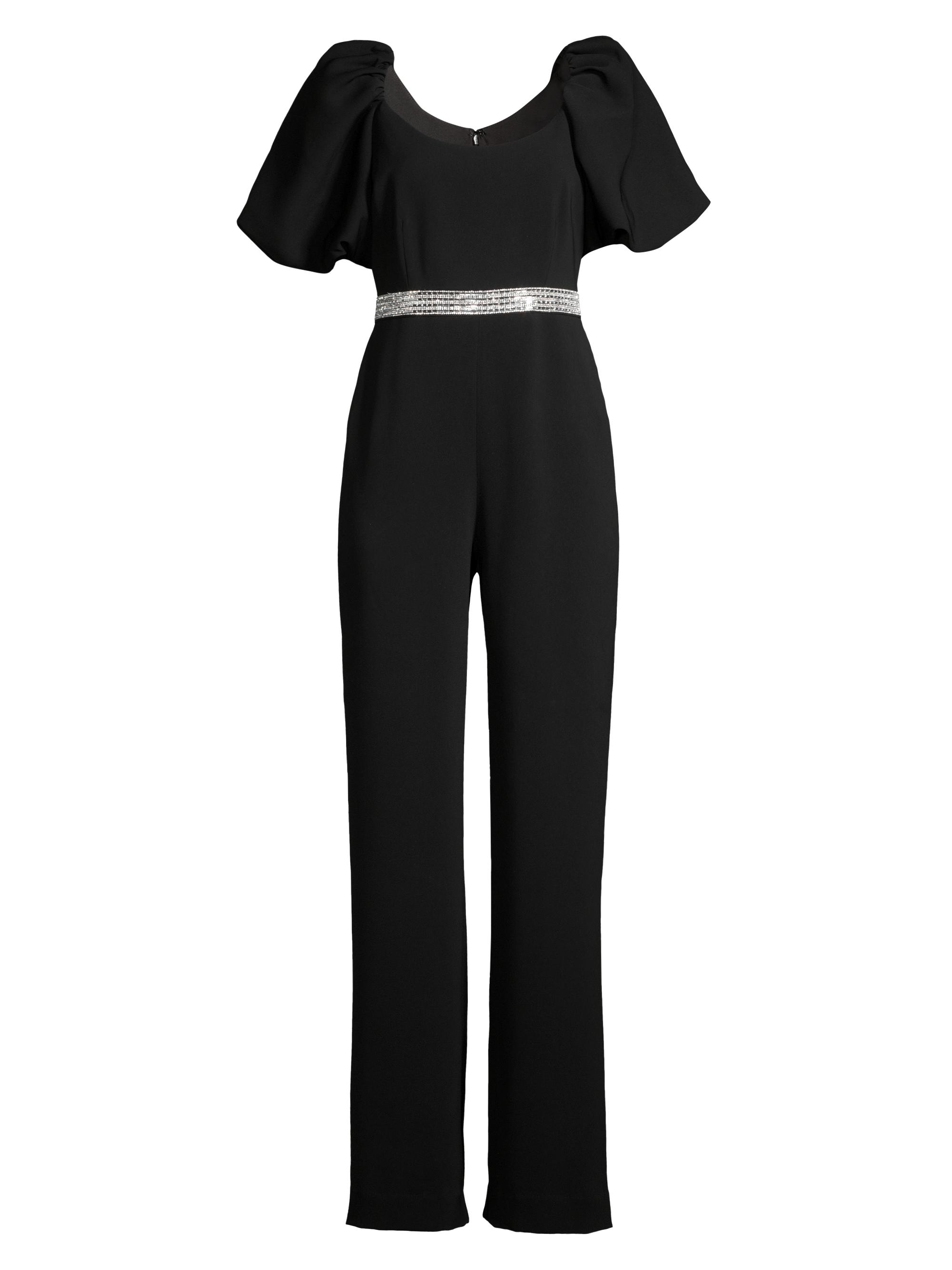 Toccin Women's Crystal-Embellished Puff-Sleeve Jumpsuit - Jet