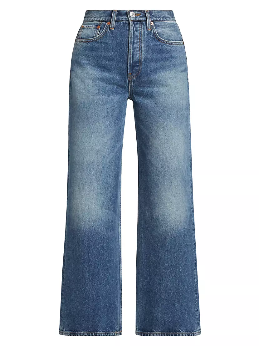 Shop Re/done Fifth Saks Avenue High-Rise Wide-Leg Crop | Jeans