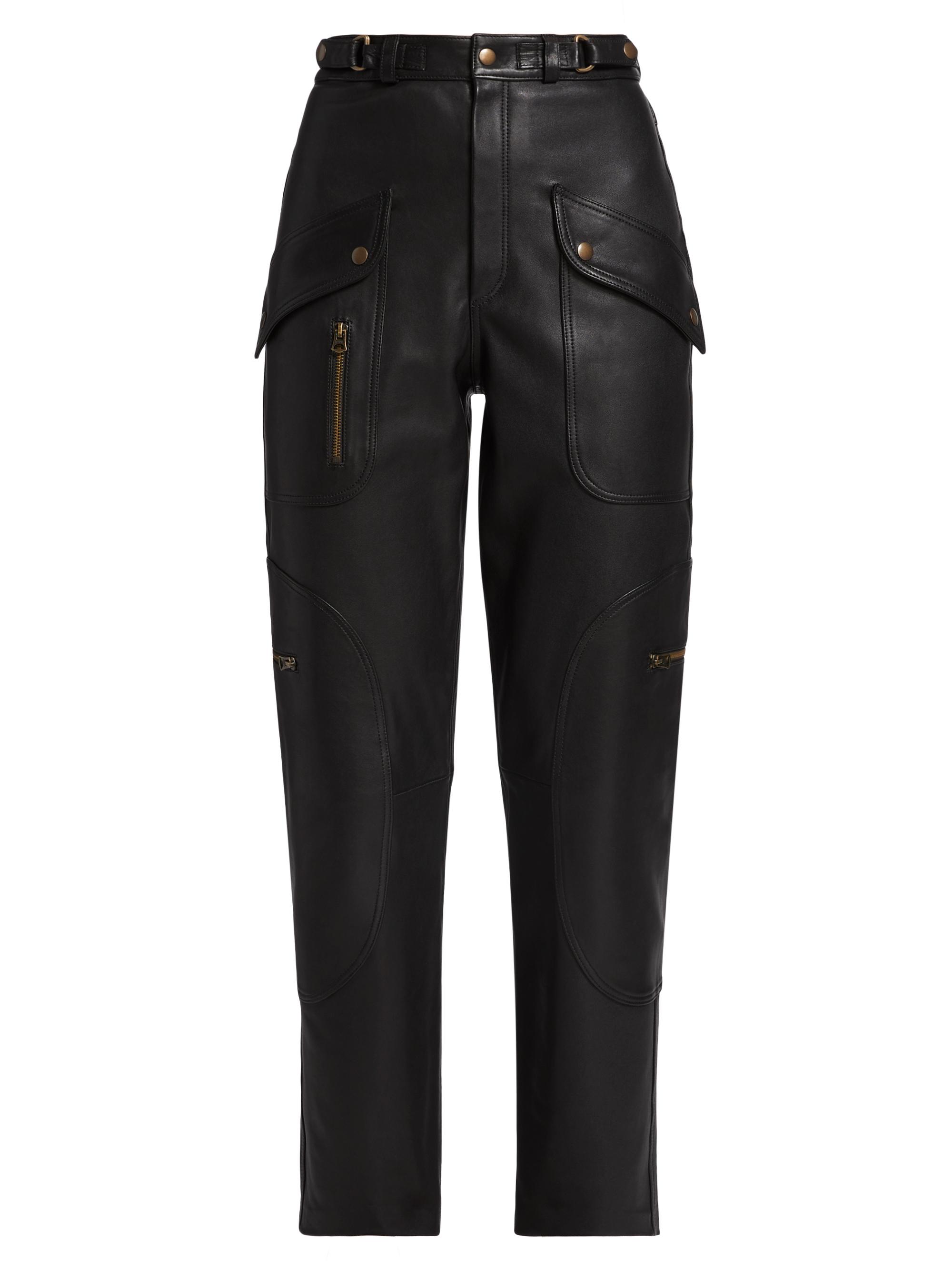 Re/done Women's Racer Taper Leather Pants - Black Leather